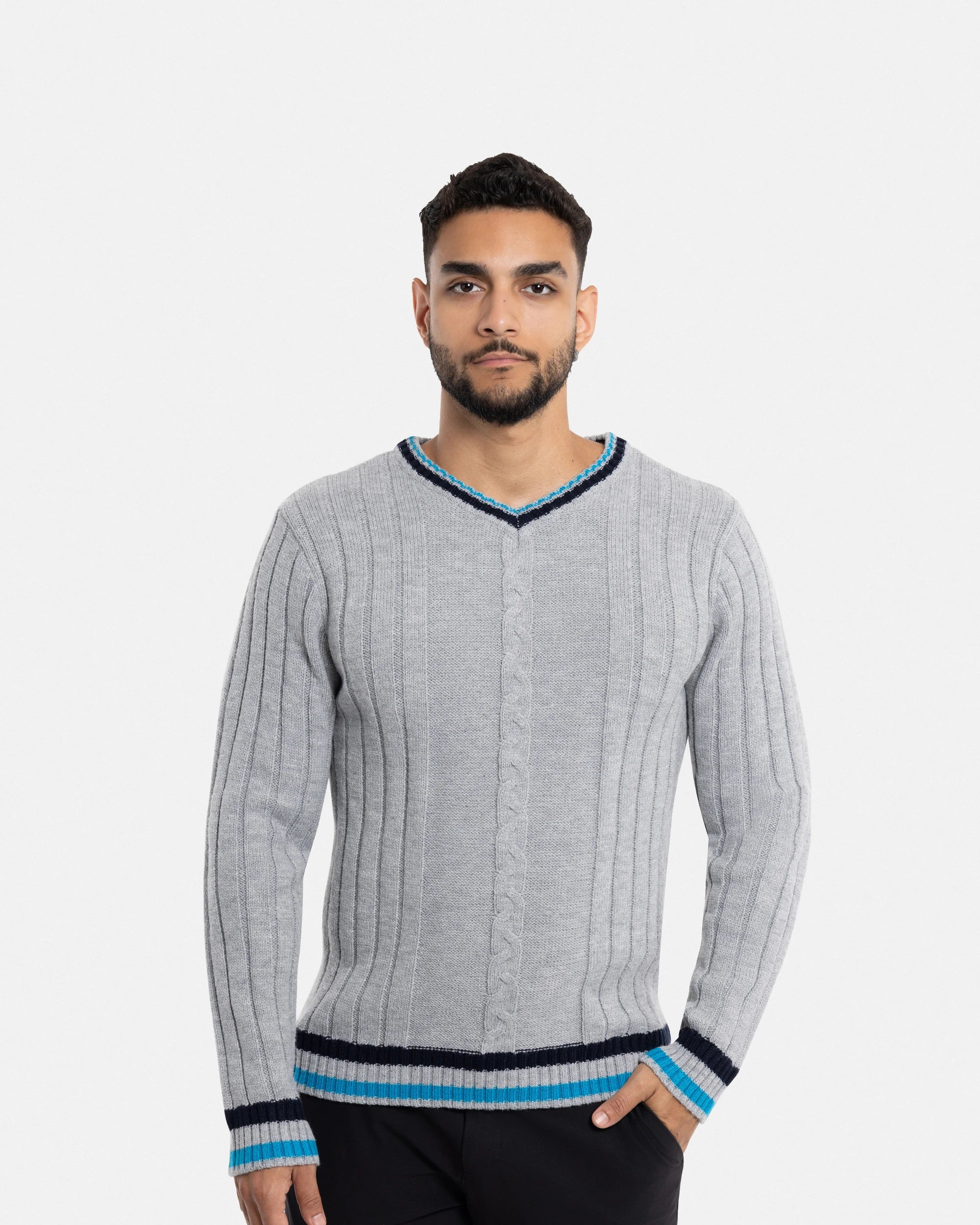 X RAY Men's Cable Knit Middleweight Soft Tipped V-Neck Sweater Regular and Big & Tall
