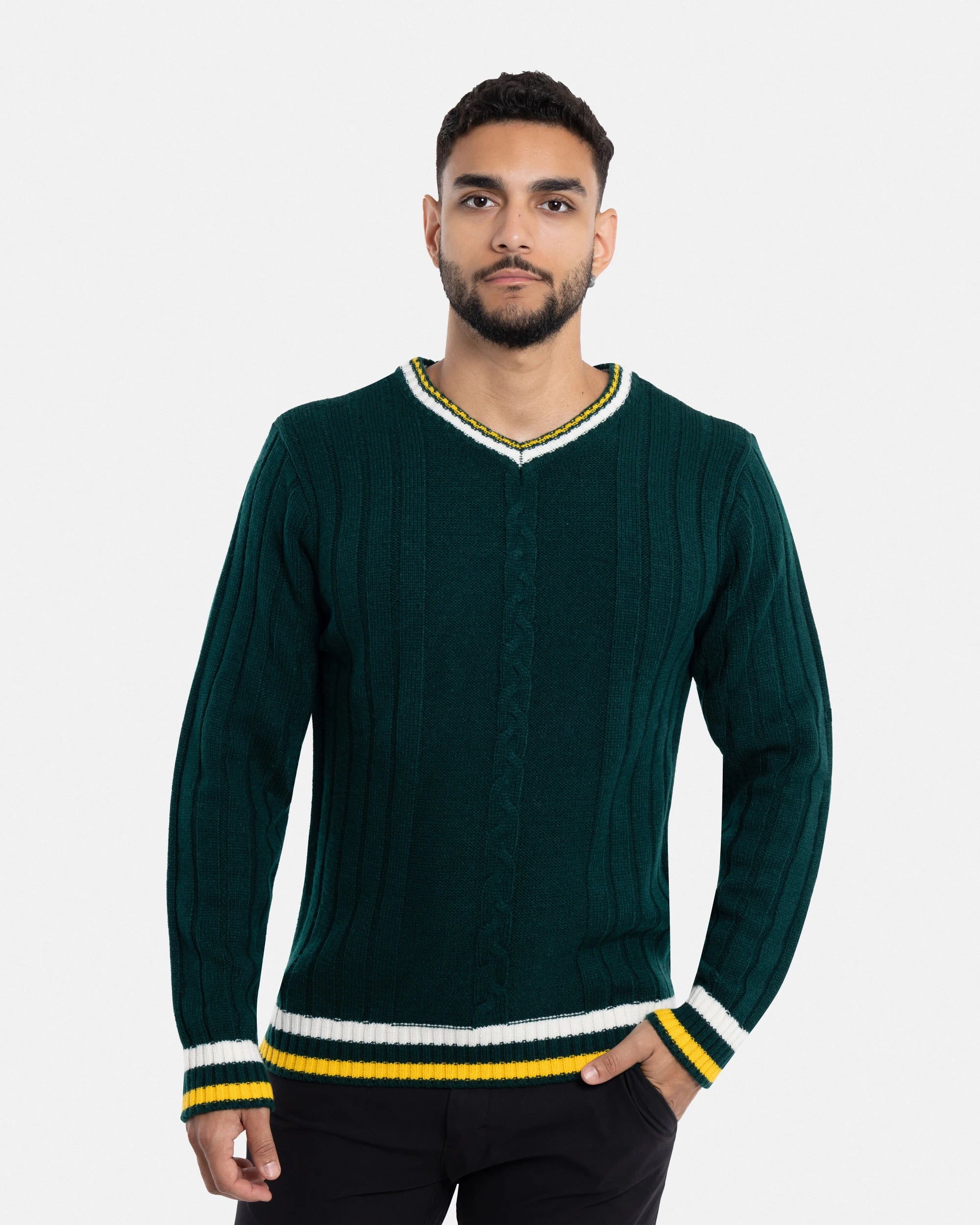 X RAY Men's Cable Knit Middleweight Soft Tipped V-Neck Sweater Regular and Big & Tall