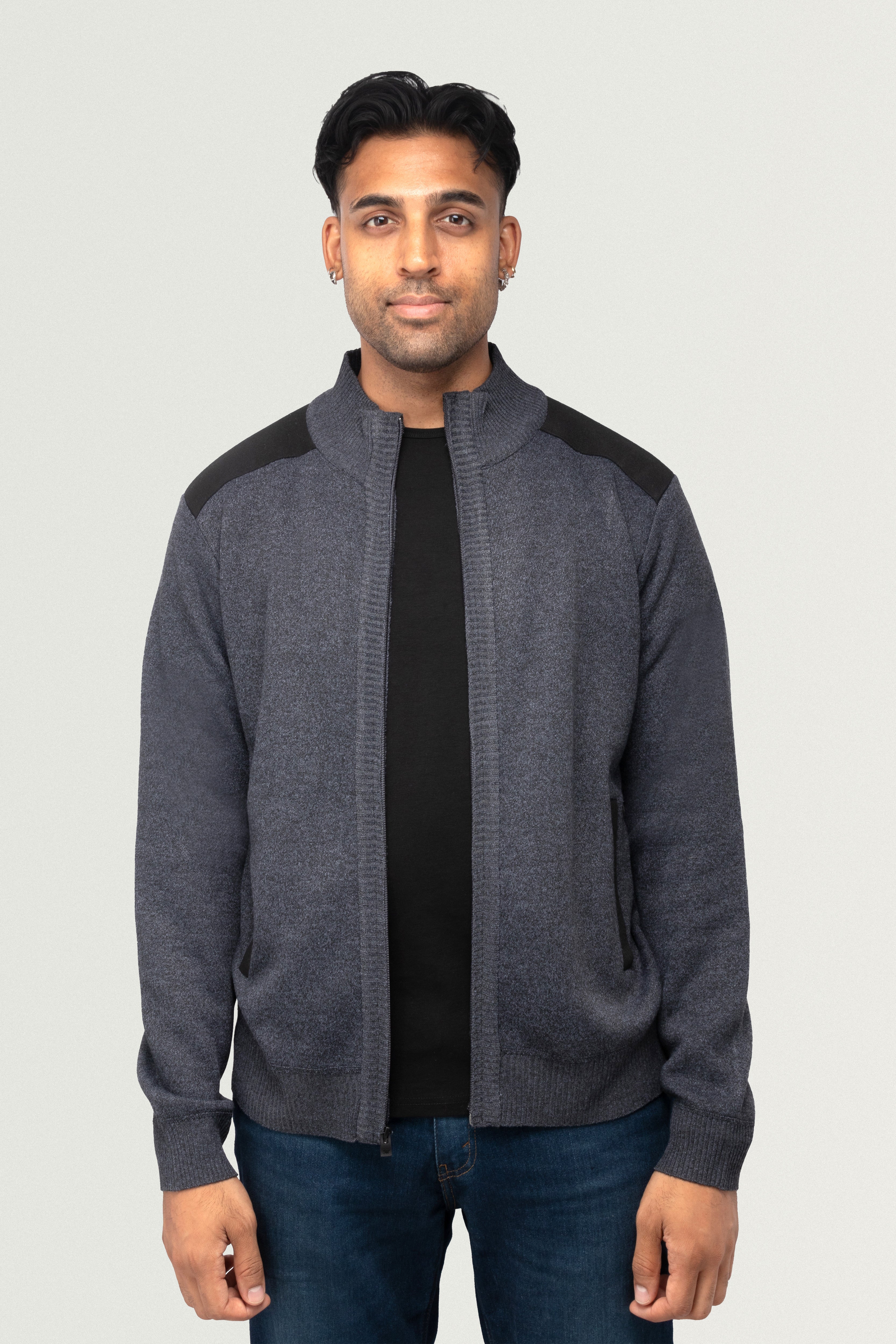 X RAY Men's Zip Up Jacket With Contrast Shoulder Piecing