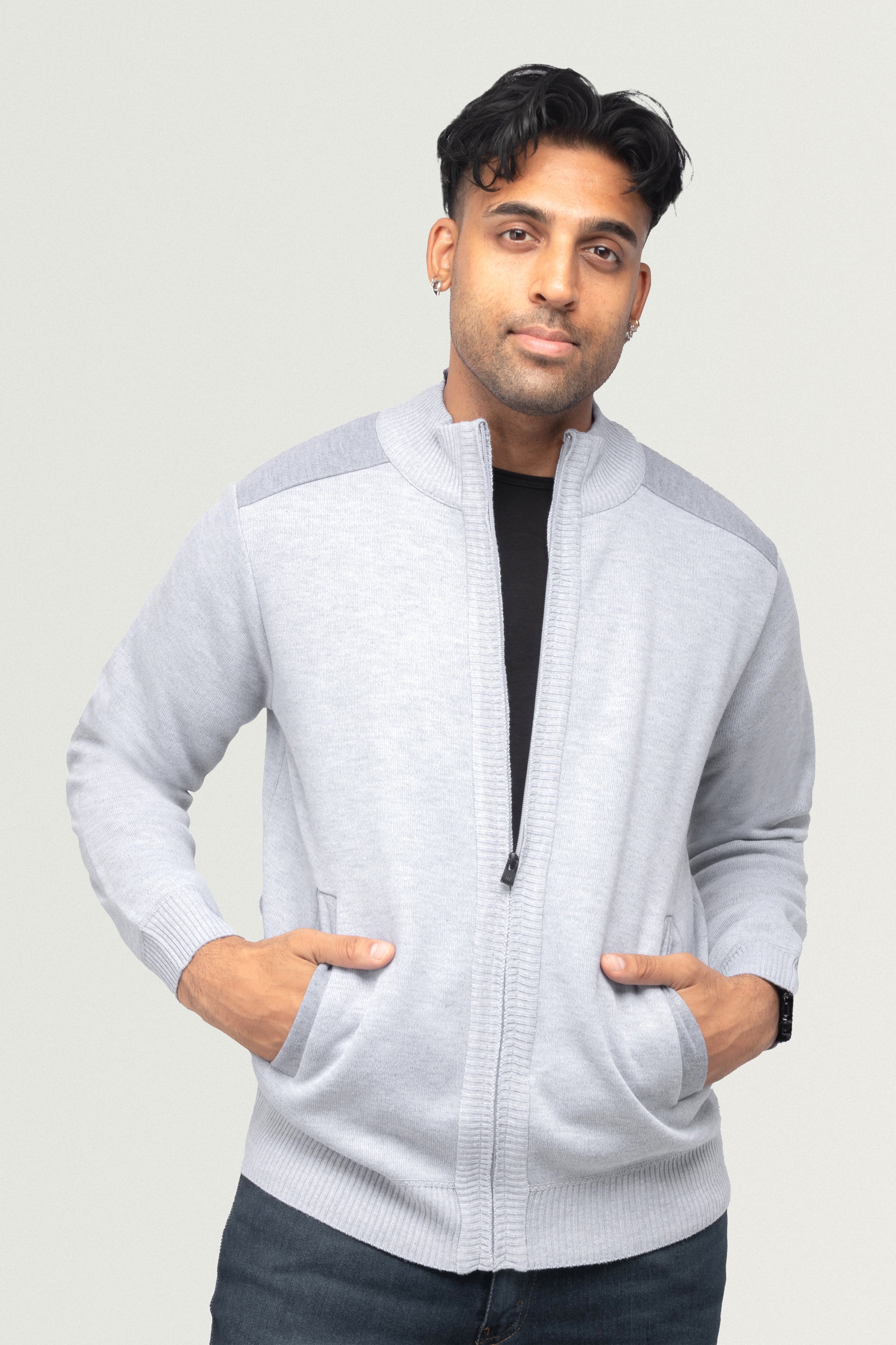 X RAY Men's Zip Up Jacket With Contrast Shoulder Piecing