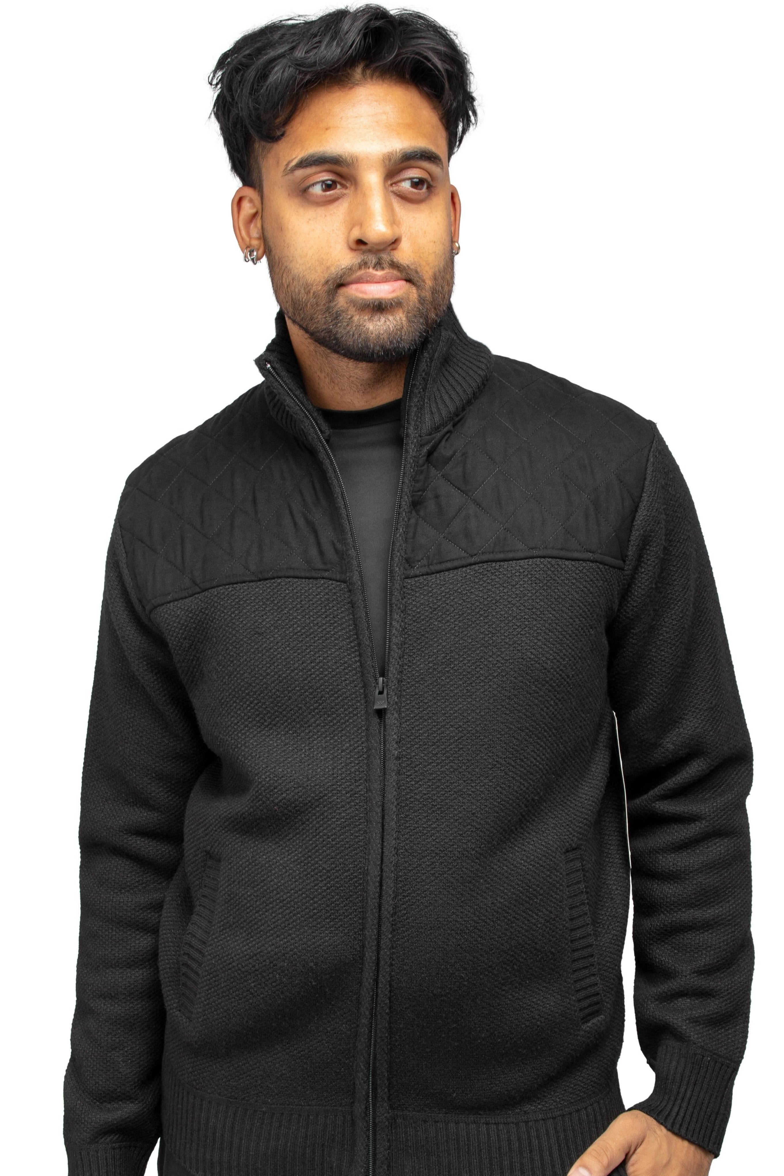 X RAY Men's Zip Up Jacket with Suede Peicing & Lining
