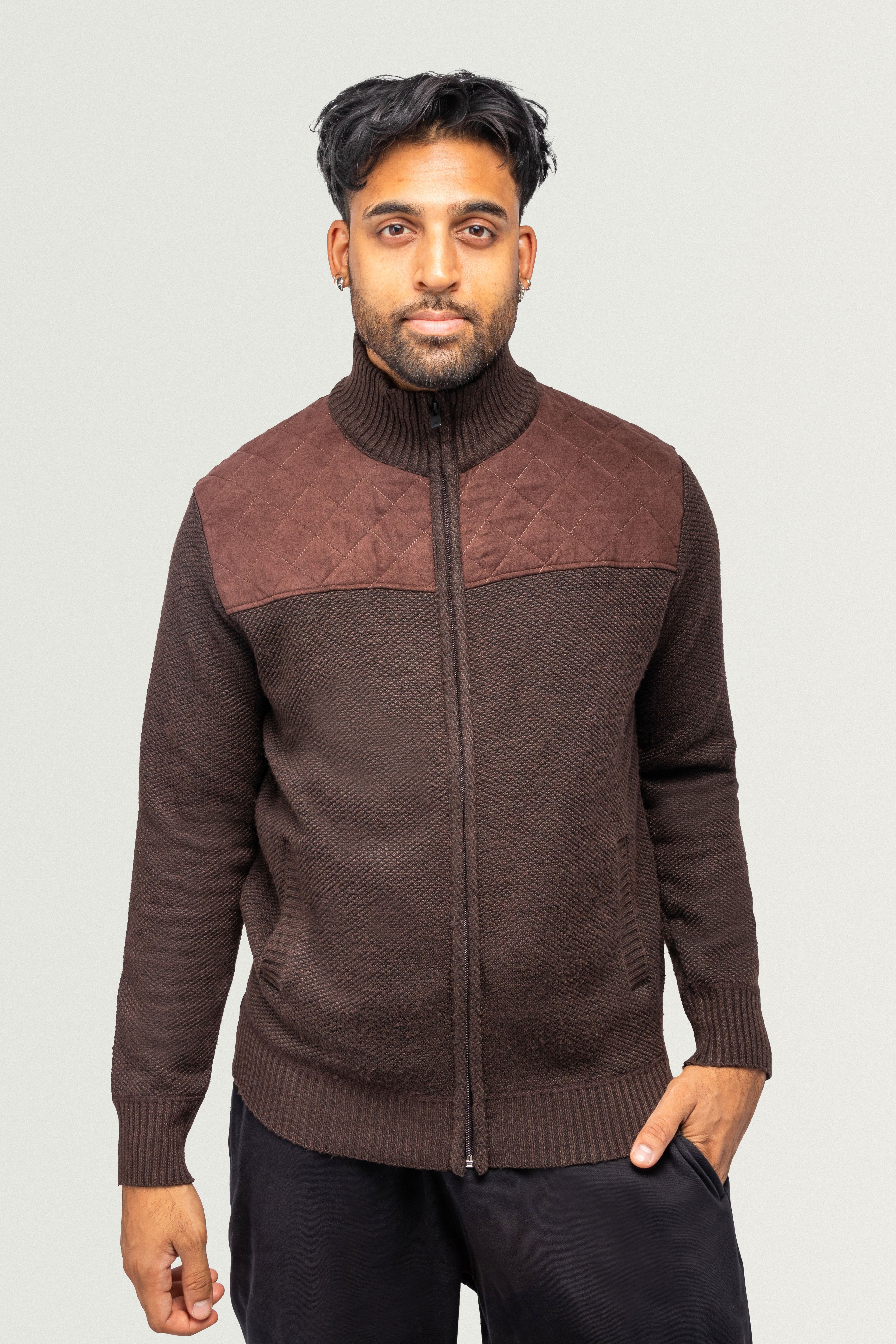 X RAY Men's Zip Up Jacket with Suede Peicing & Lining