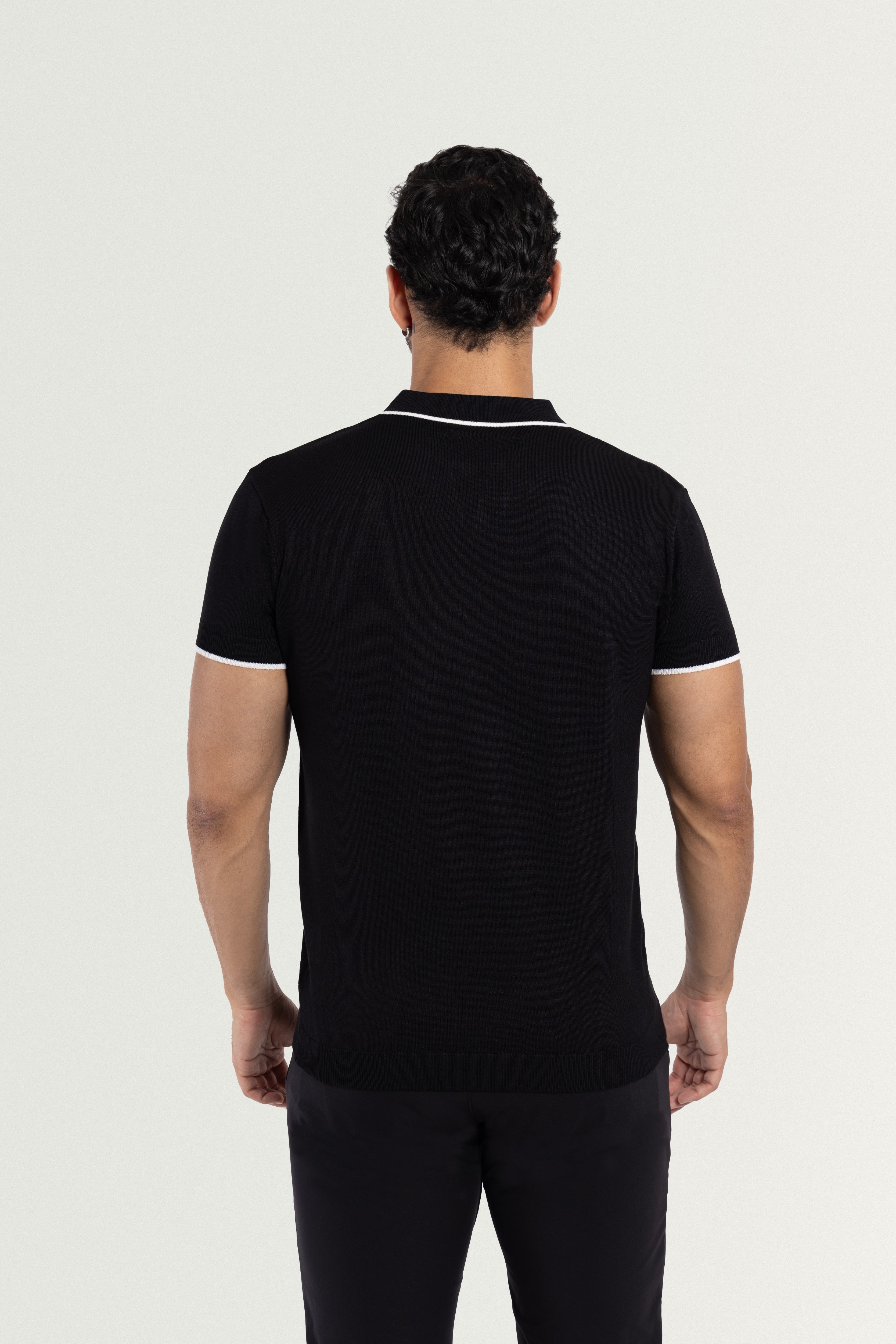 【BAON】[unisex] Ogen Collar Over Knit XRAY JEANS Men's Tipped Johnny Collar Knit Short Sleeve Polo