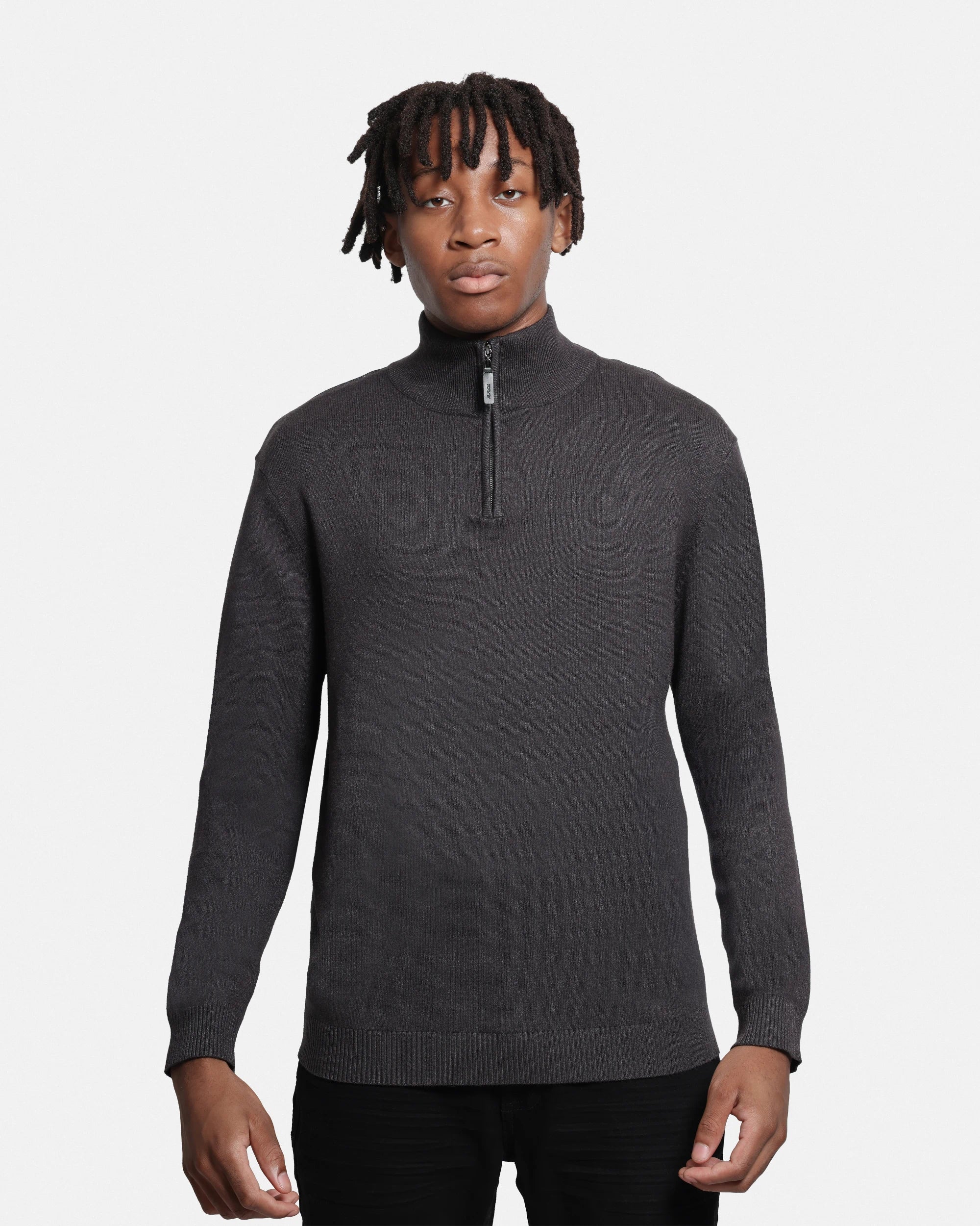 X RAY Men's Quarter Zip Mock Neck Sweater