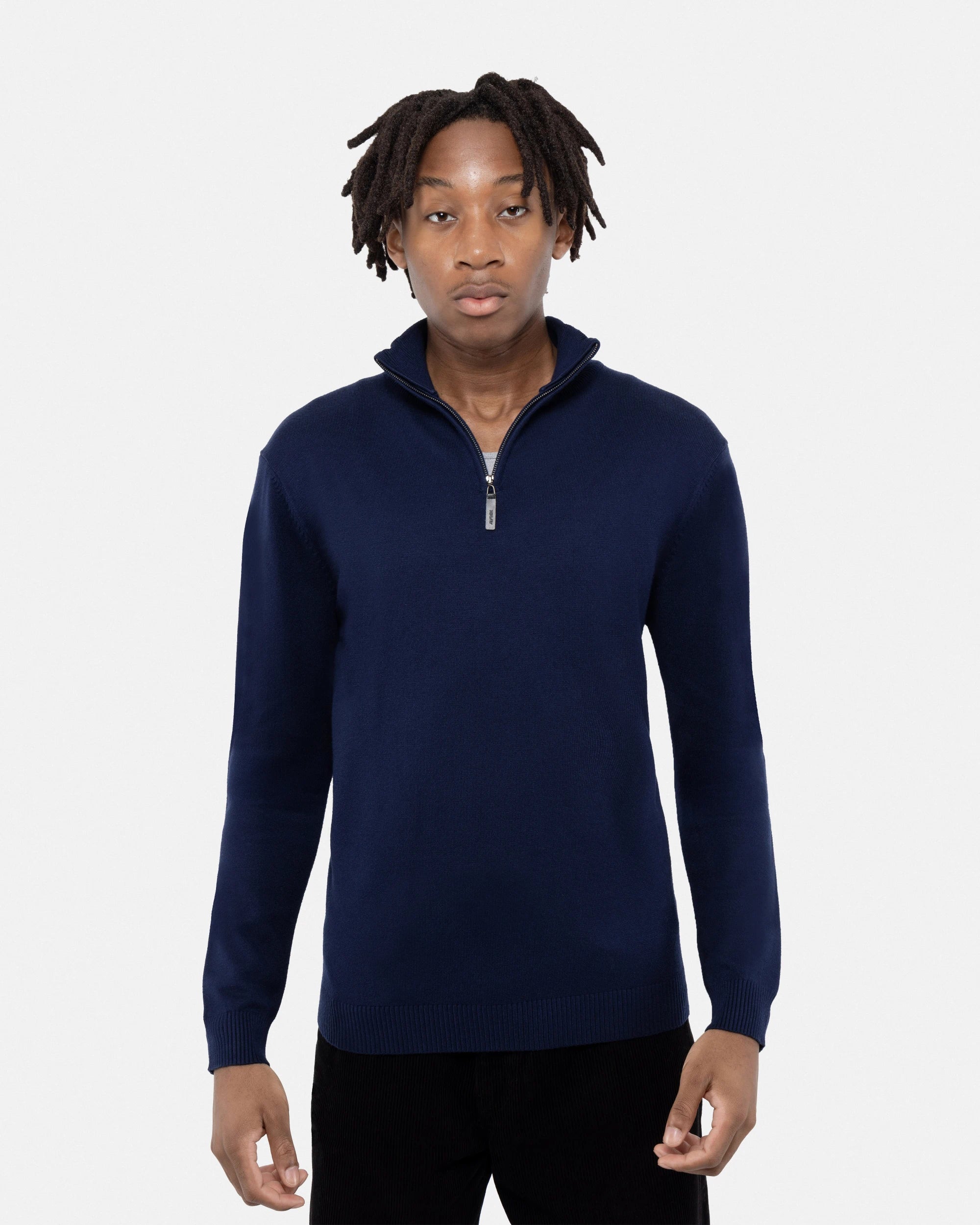 X RAY Men's Quarter Zip Mock Neck Sweater