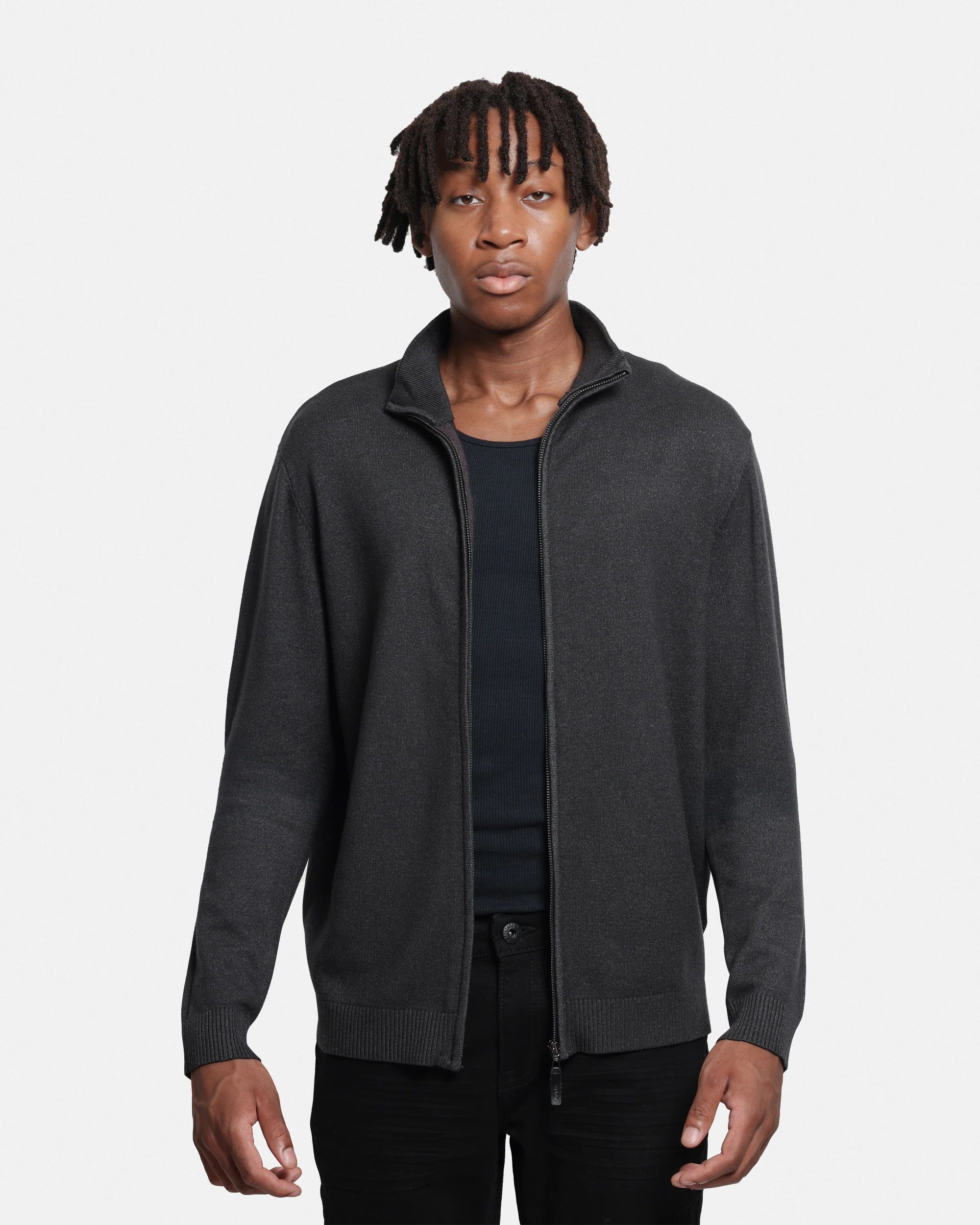 X RAY Men's Full Zip Mock Neck Sweater