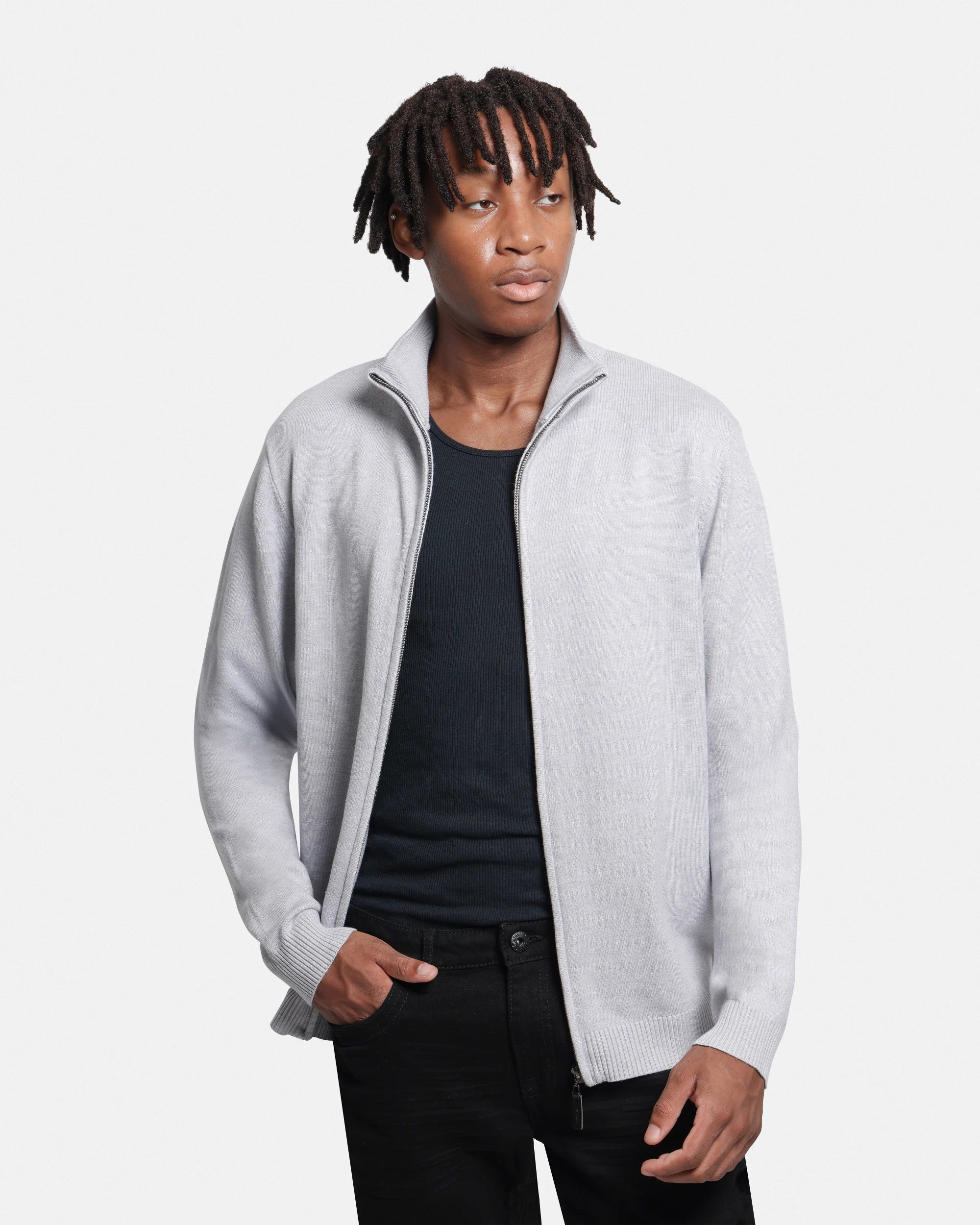 X RAY Men's Full Zip Mock Neck Sweater