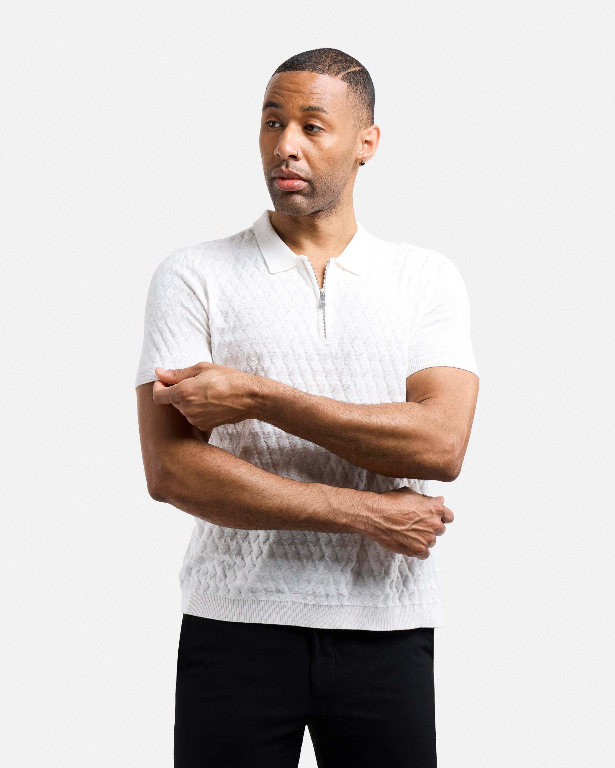 #XMW-34099 Quarter Zip Allover Argyle Sweater Polo-thumbmail-5