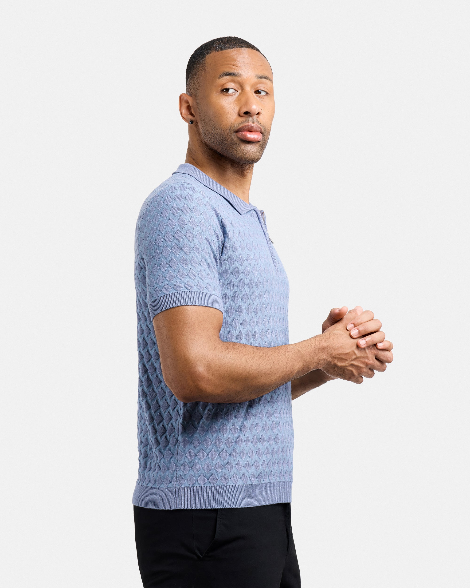 #XMW-34099 Quarter Zip Allover Argyle Sweater Polo-thumbmail-11