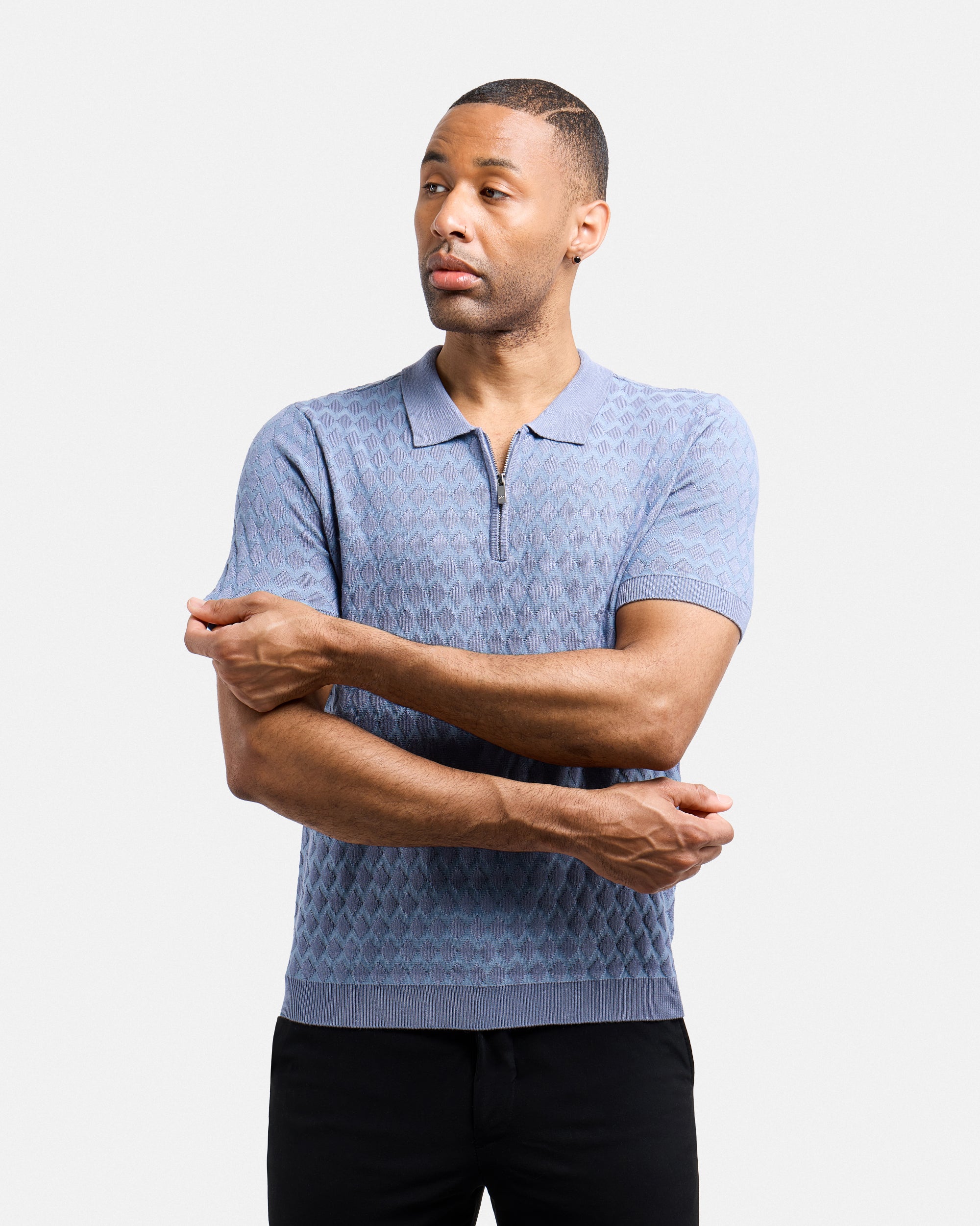 #XMW-34099 Quarter Zip Allover Argyle Sweater Polo-thumbmail-13