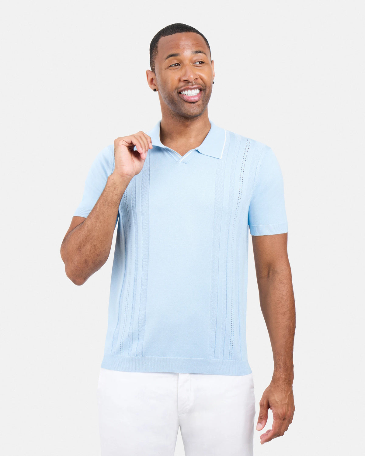 #XMW-34102 Textured Stripe Johnny Sweater Polo-thumbmail-22