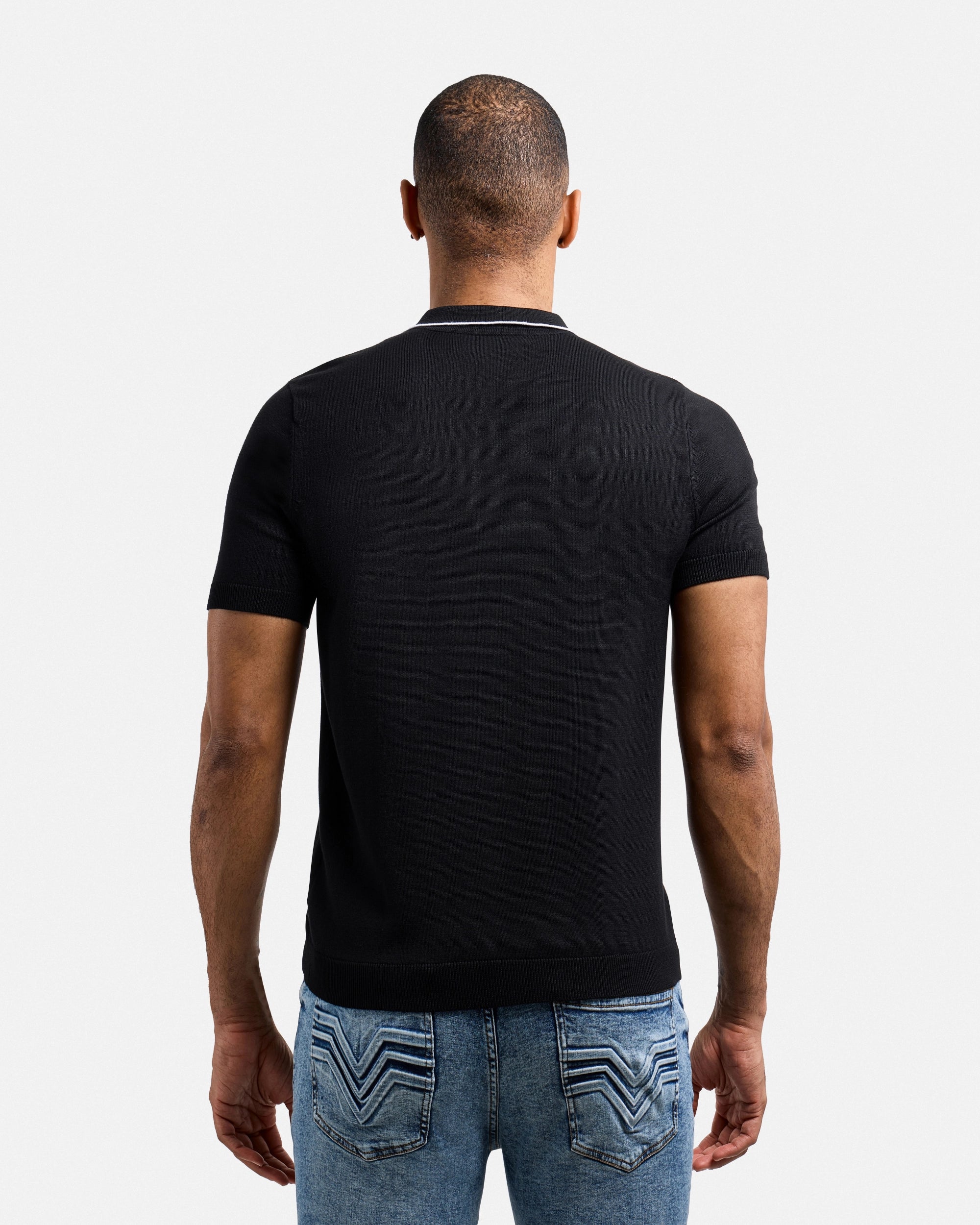 #XMW-34102 Textured Stripe Johnny Sweater Polo-thumbmail-3