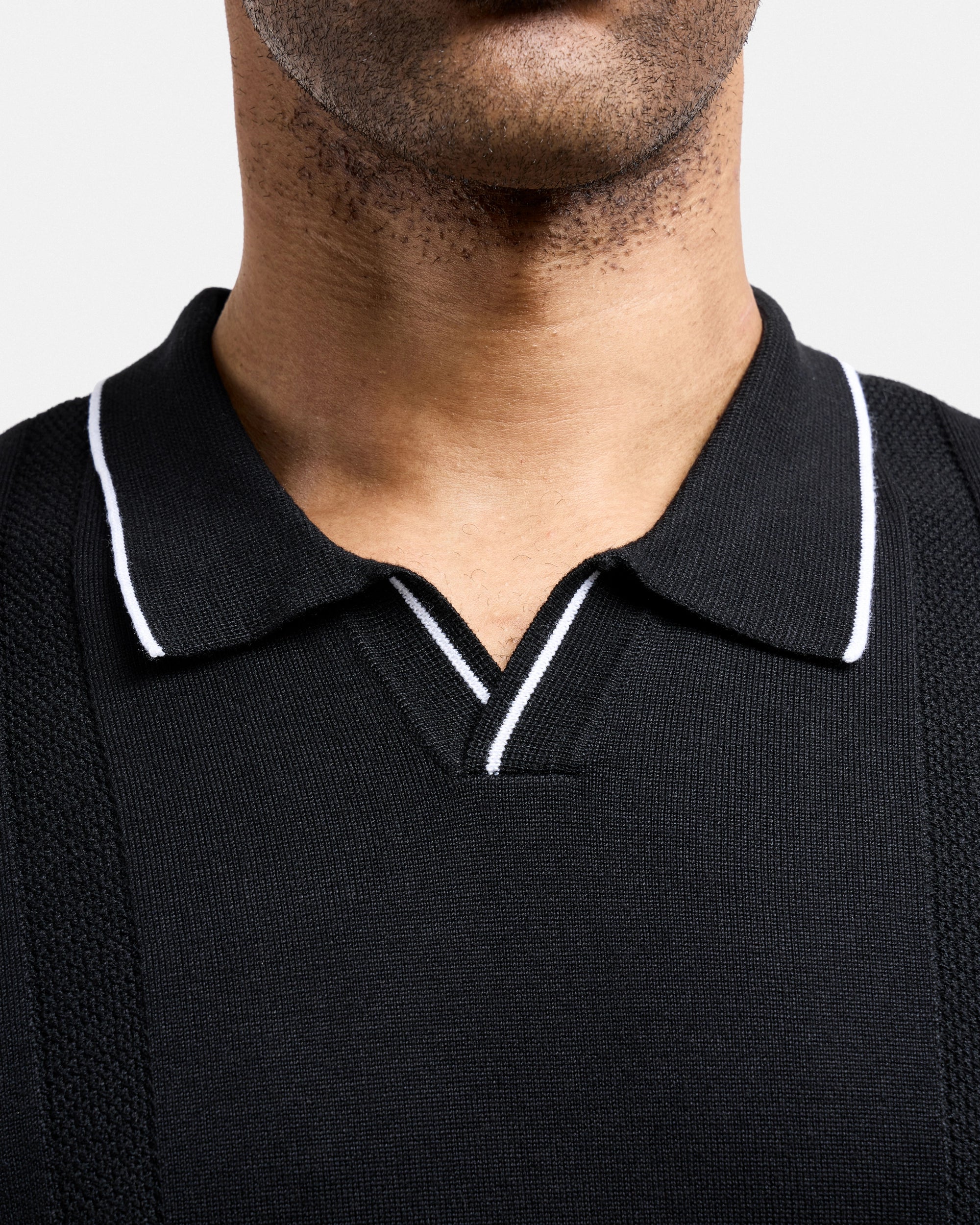 #XMW-34102 Textured Stripe Johnny Sweater Polo-thumbmail-7