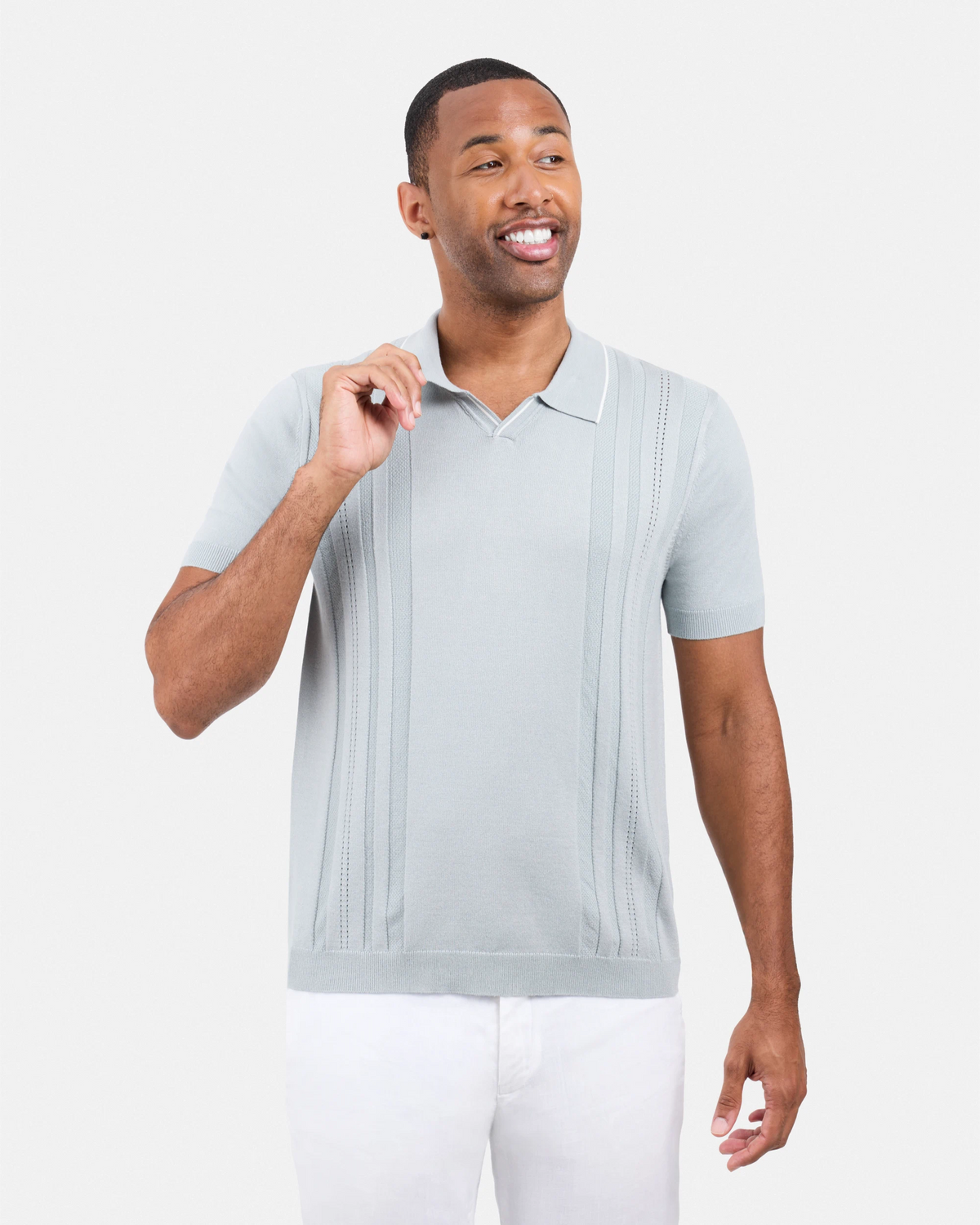#XMW-34102 Textured Stripe Johnny Sweater Polo-thumbmail-29