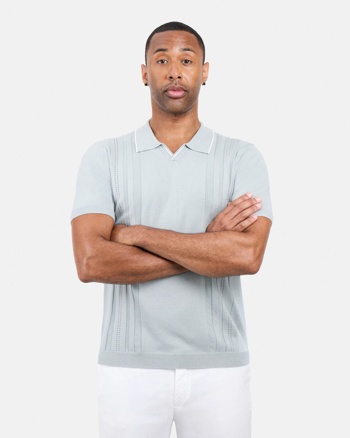 #XMW-34102 Textured Stripe Johnny Sweater Polo-thumbmail-30