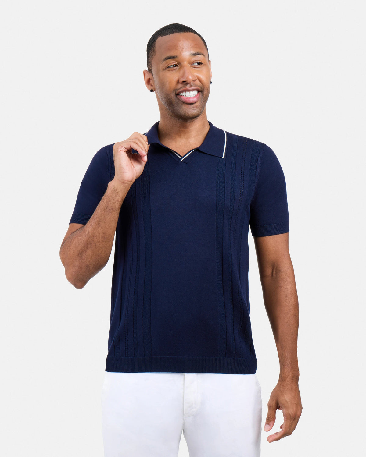 #XMW-34102 Textured Stripe Johnny Sweater Polo-thumbmail-36