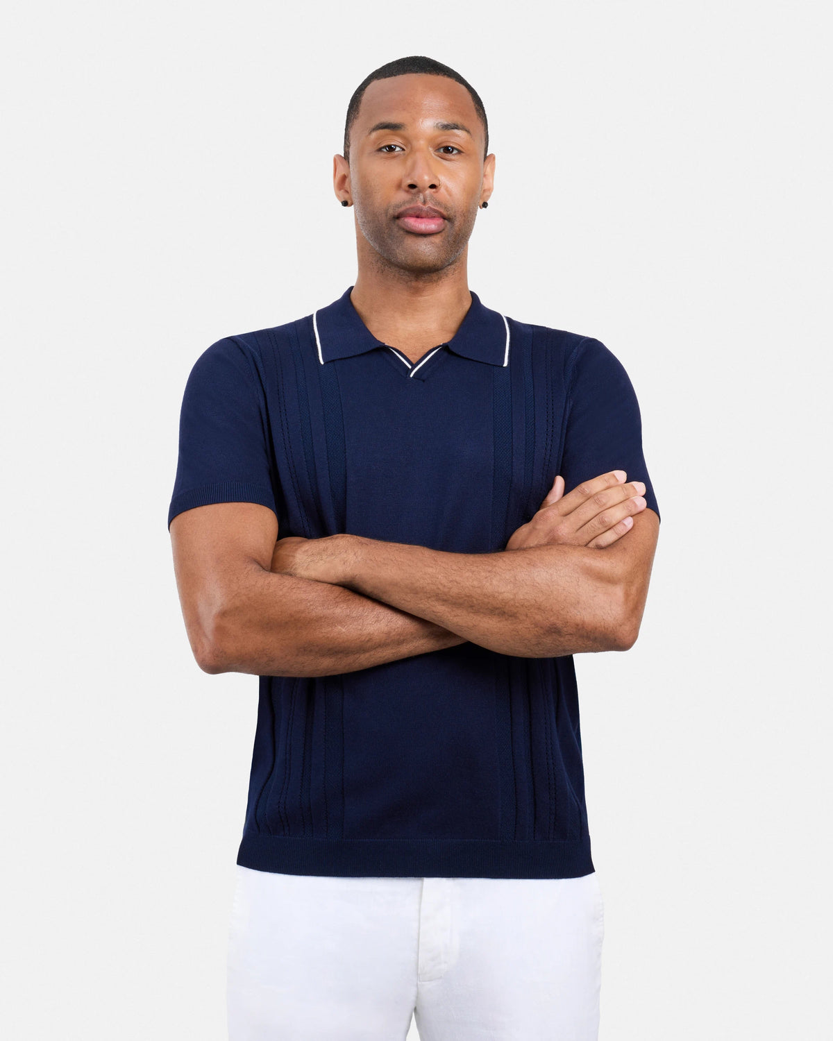 #XMW-34102 Textured Stripe Johnny Sweater Polo-thumbmail-37