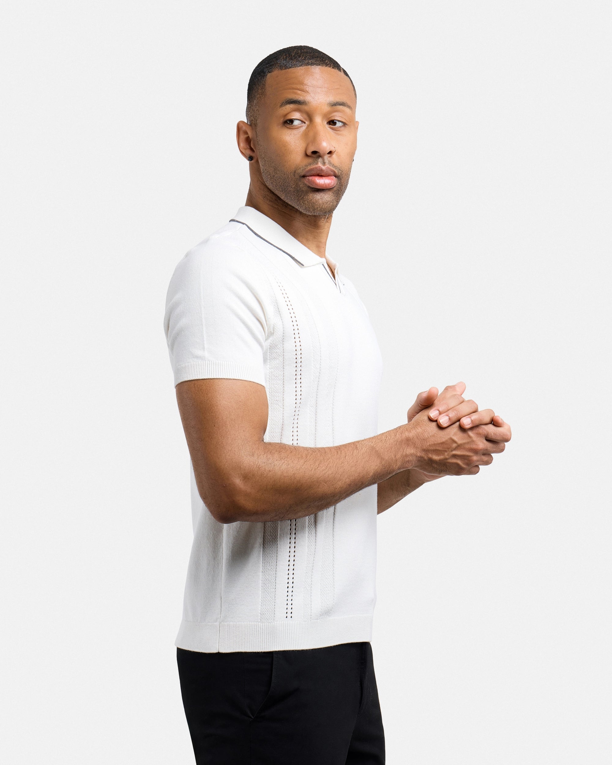 #XMW-34102 Textured Stripe Johnny Sweater Polo-thumbmail-11