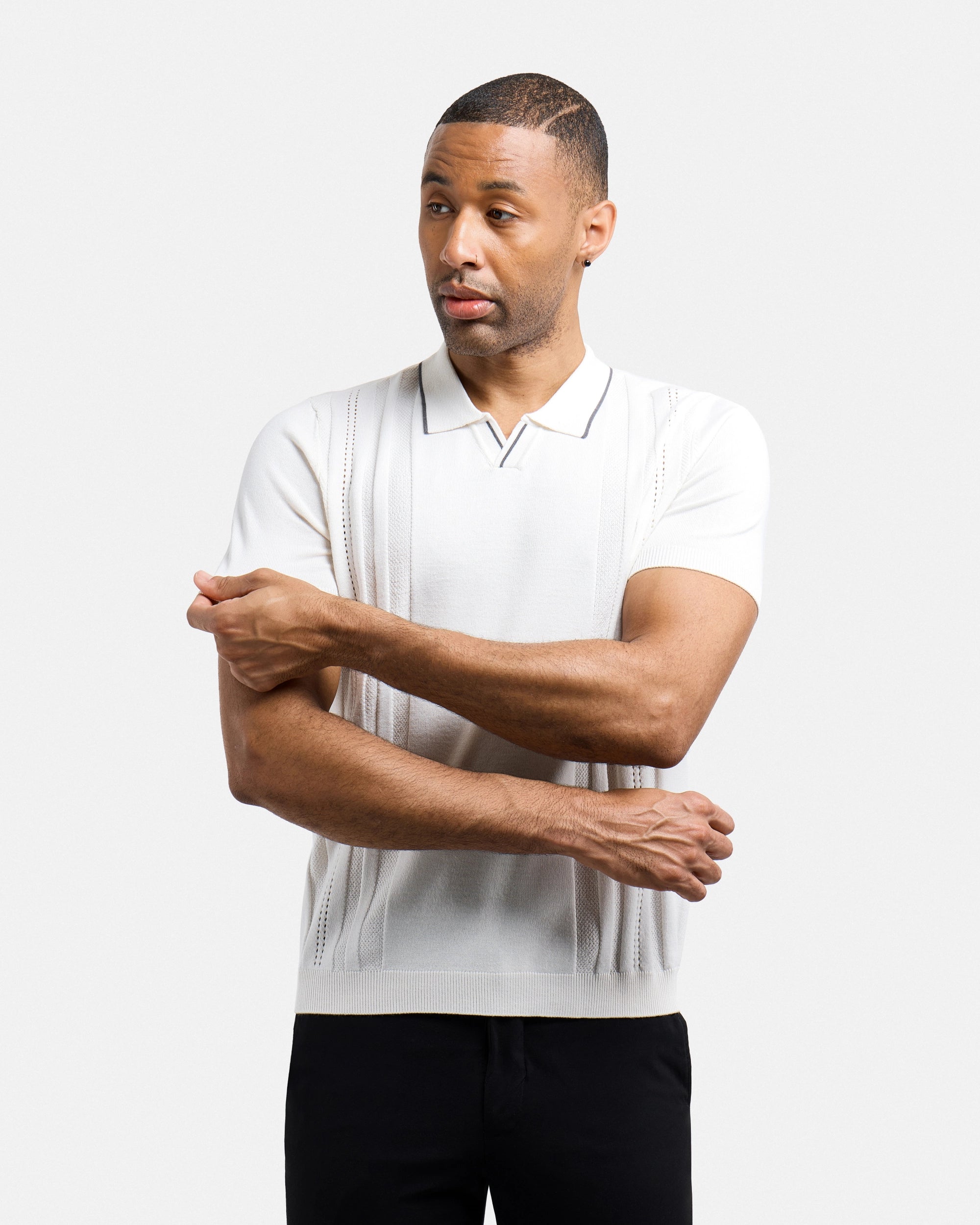 #XMW-34102 Textured Stripe Johnny Sweater Polo-thumbmail-13