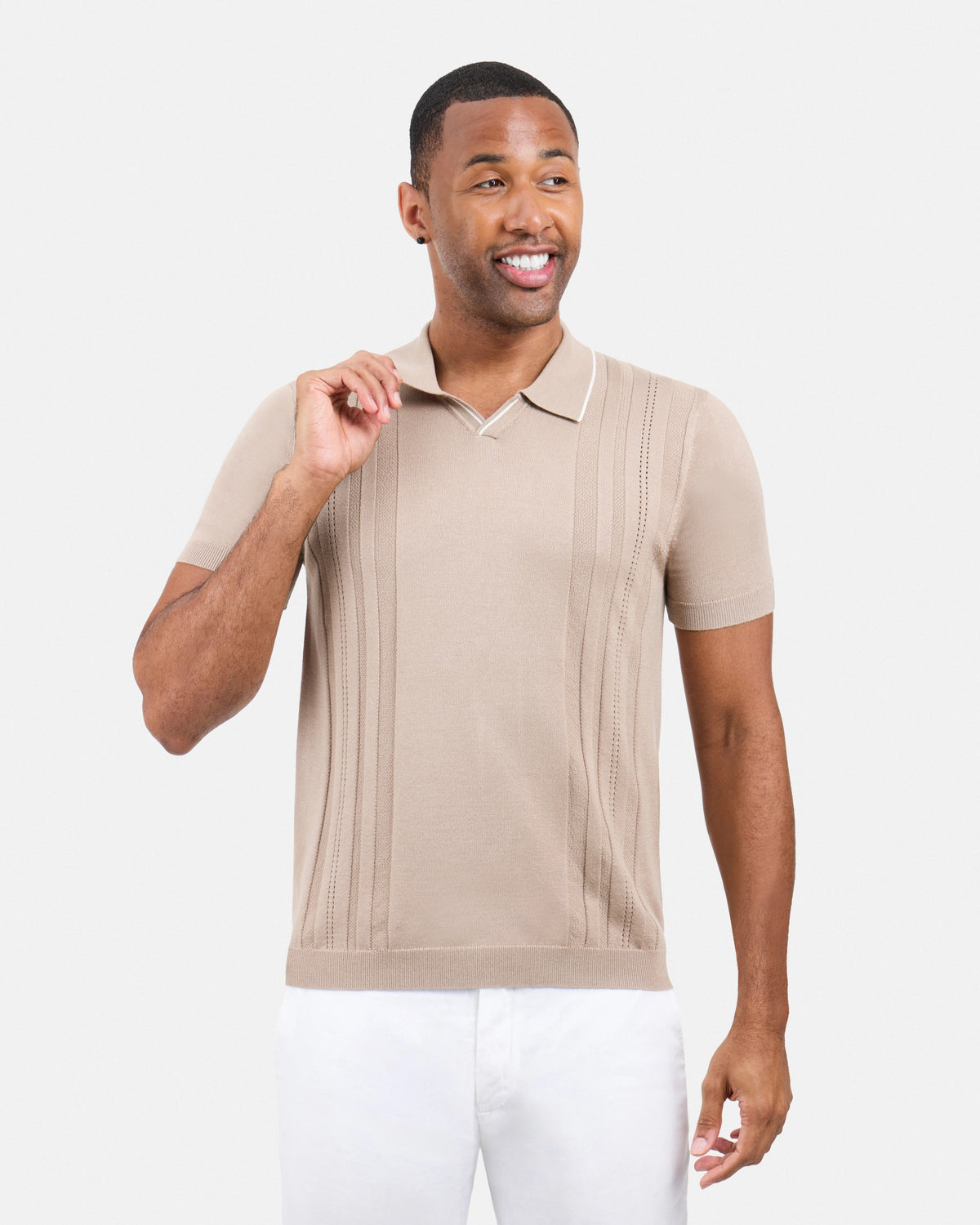 #XMW-34102 Textured Stripe Johnny Sweater Polo-thumbmail-44