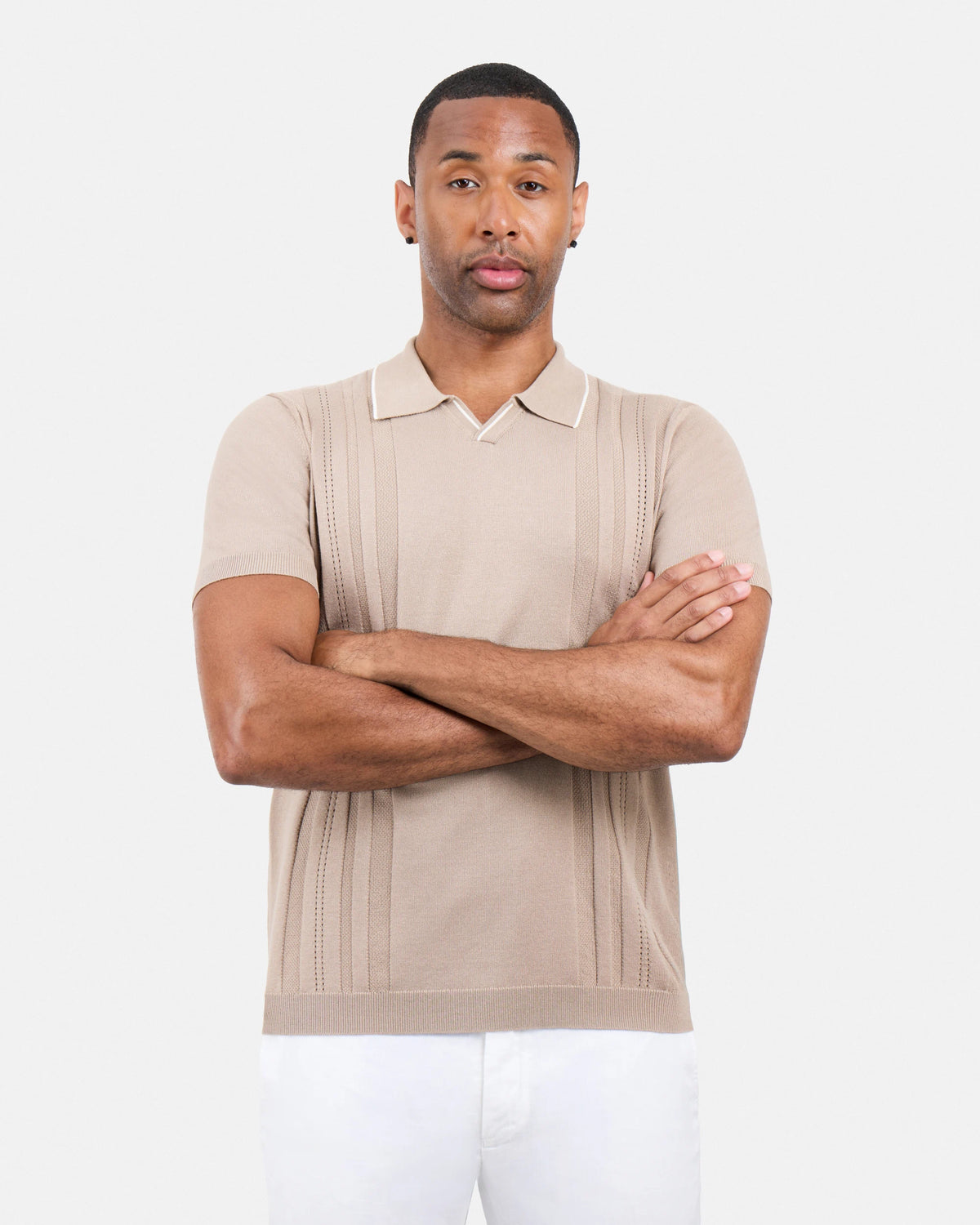 #XMW-34102 Textured Stripe Johnny Sweater Polo-thumbmail-45