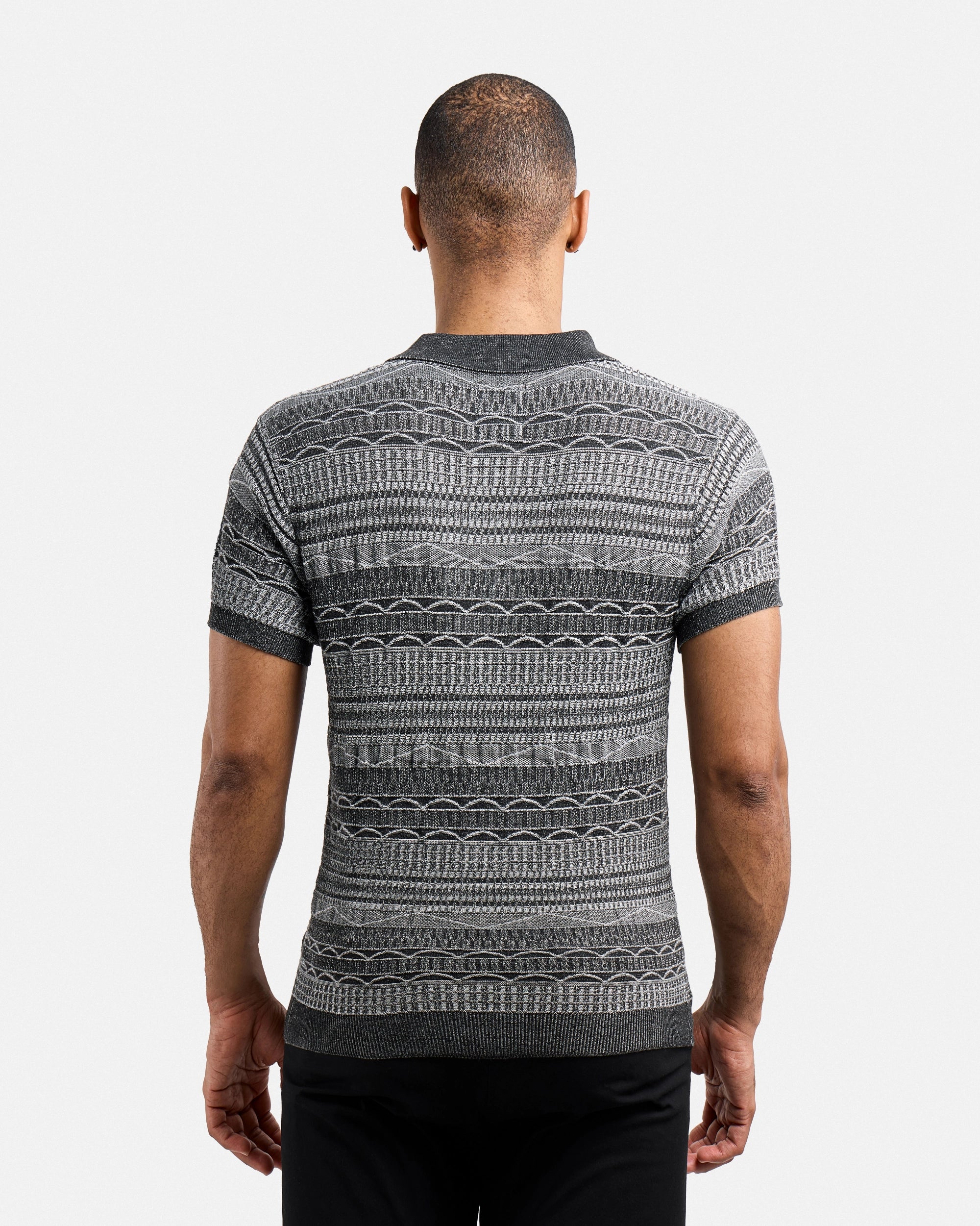 #XMW-34117 Allover Jacquard Sweater Polo-thumbmail-2