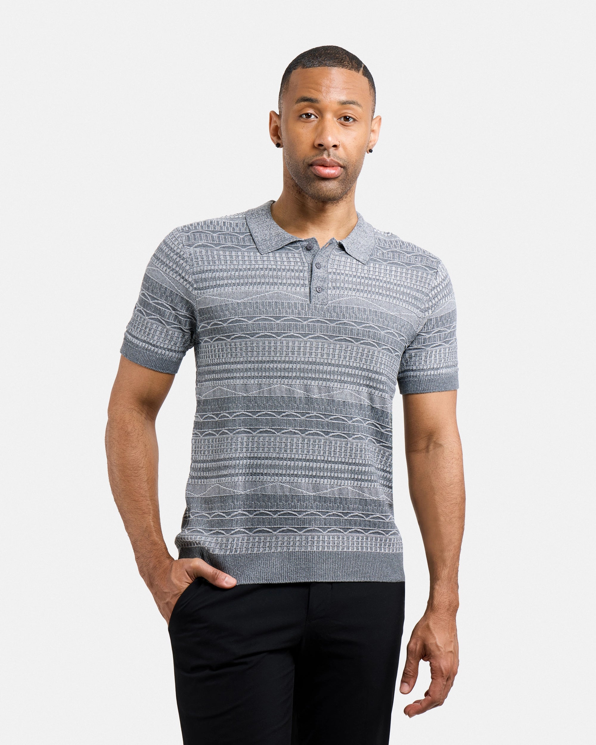 #XMW-34117 Allover Jacquard Sweater Polo-thumbmail-9