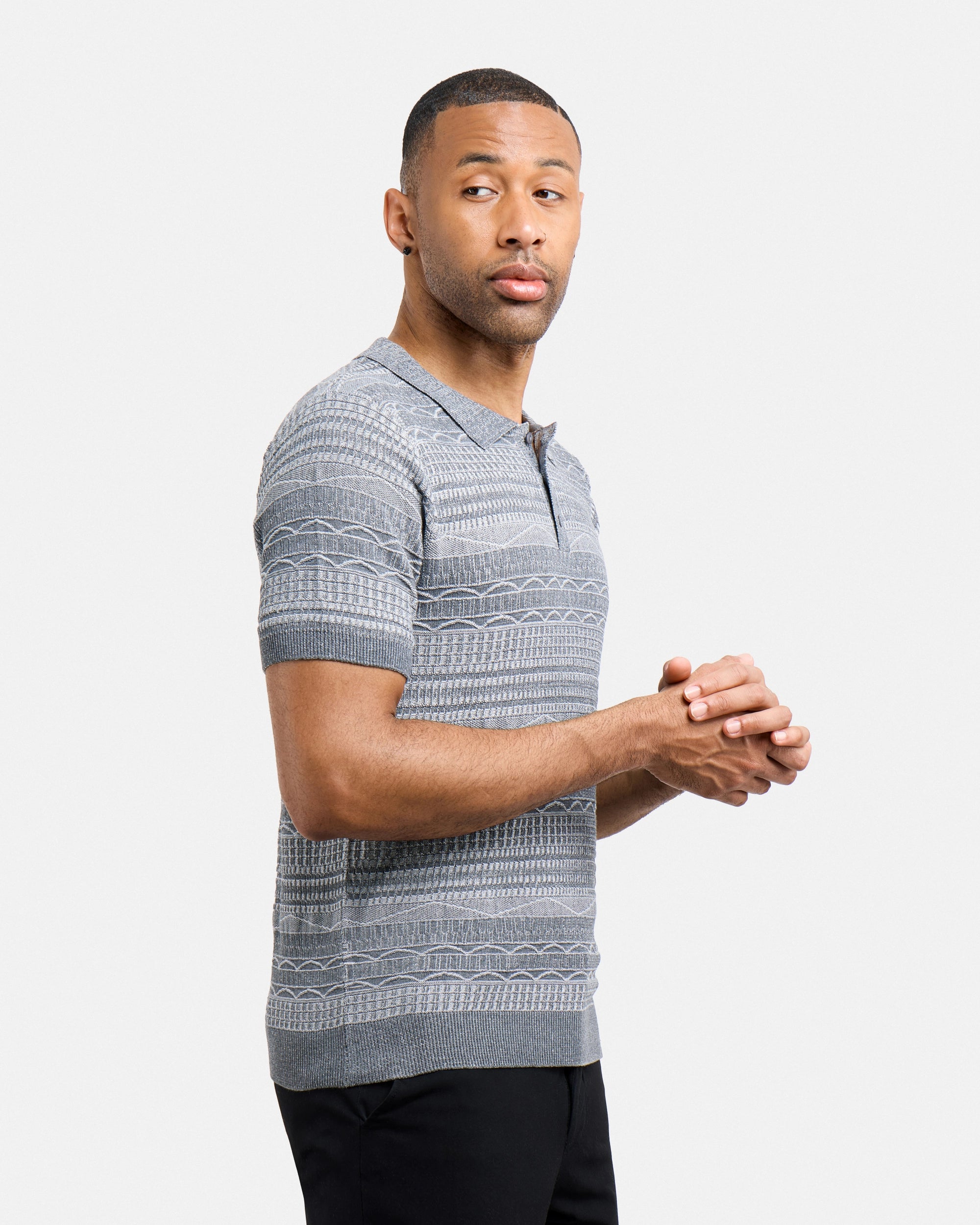 #XMW-34117 Allover Jacquard Sweater Polo-thumbmail-11