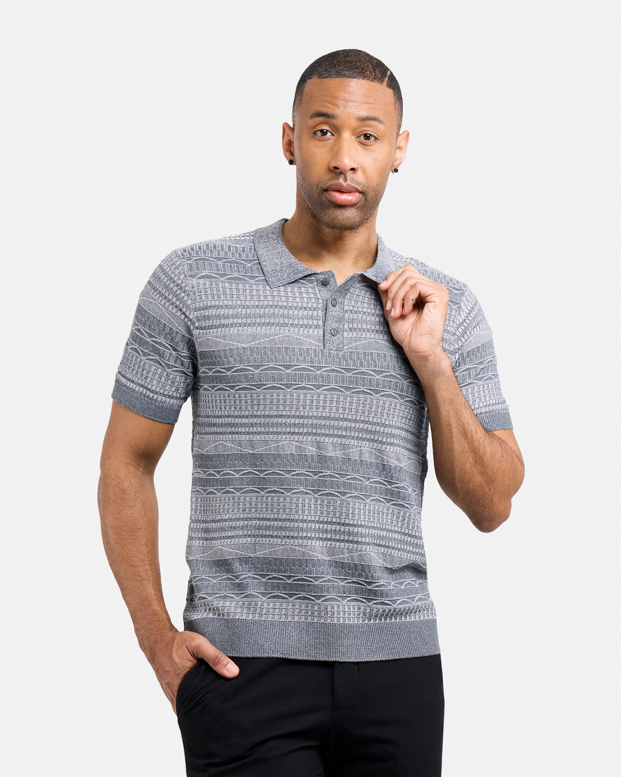 #XMW-34117 Allover Jacquard Sweater Polo-thumbmail-12