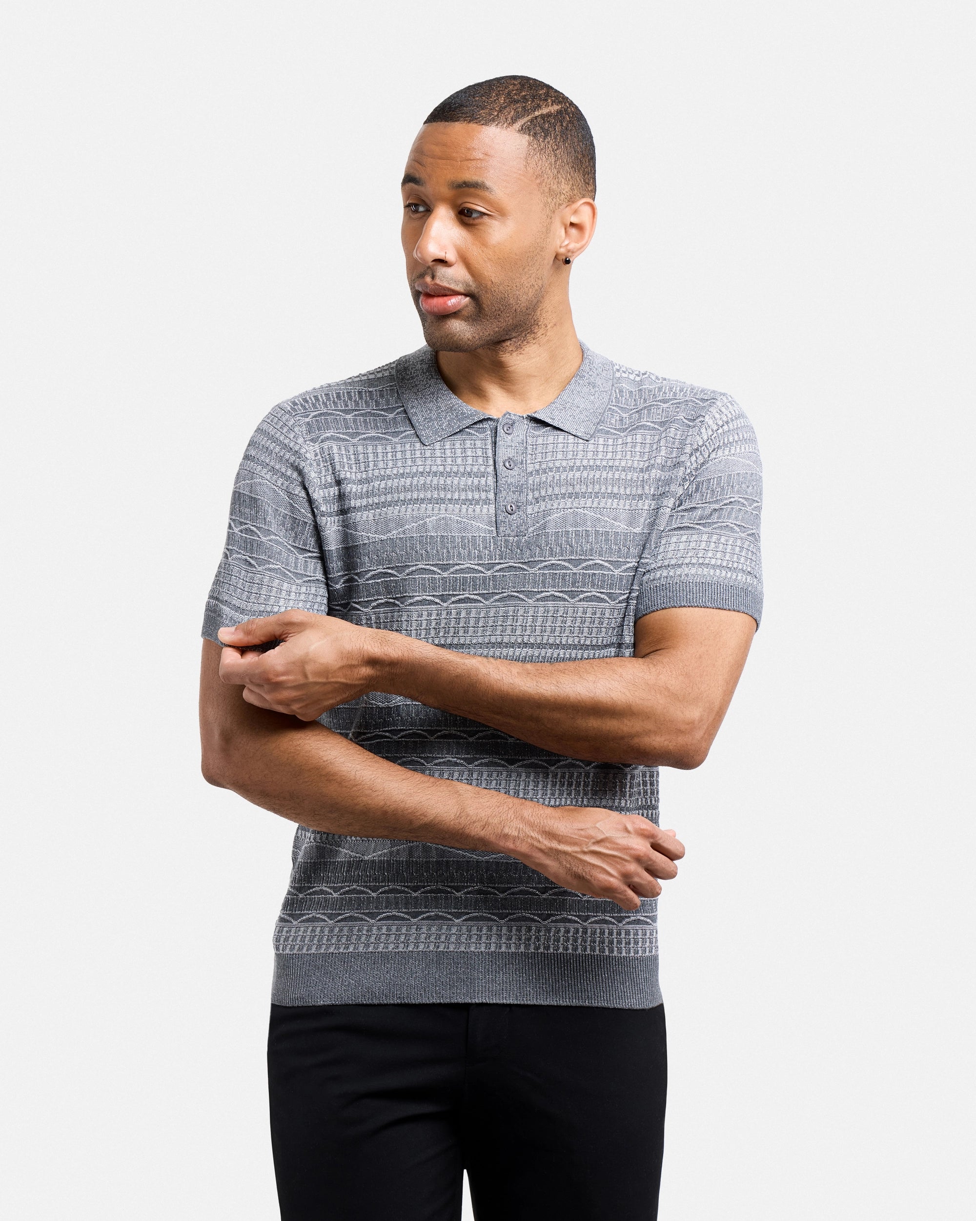#XMW-34117 Allover Jacquard Sweater Polo-thumbmail-13
