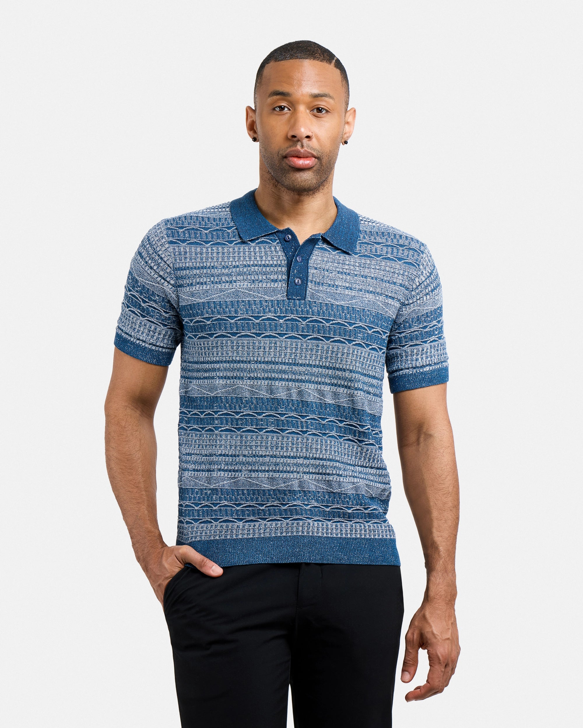 #XMW-34117 Allover Jacquard Sweater Polo-thumbmail-17
