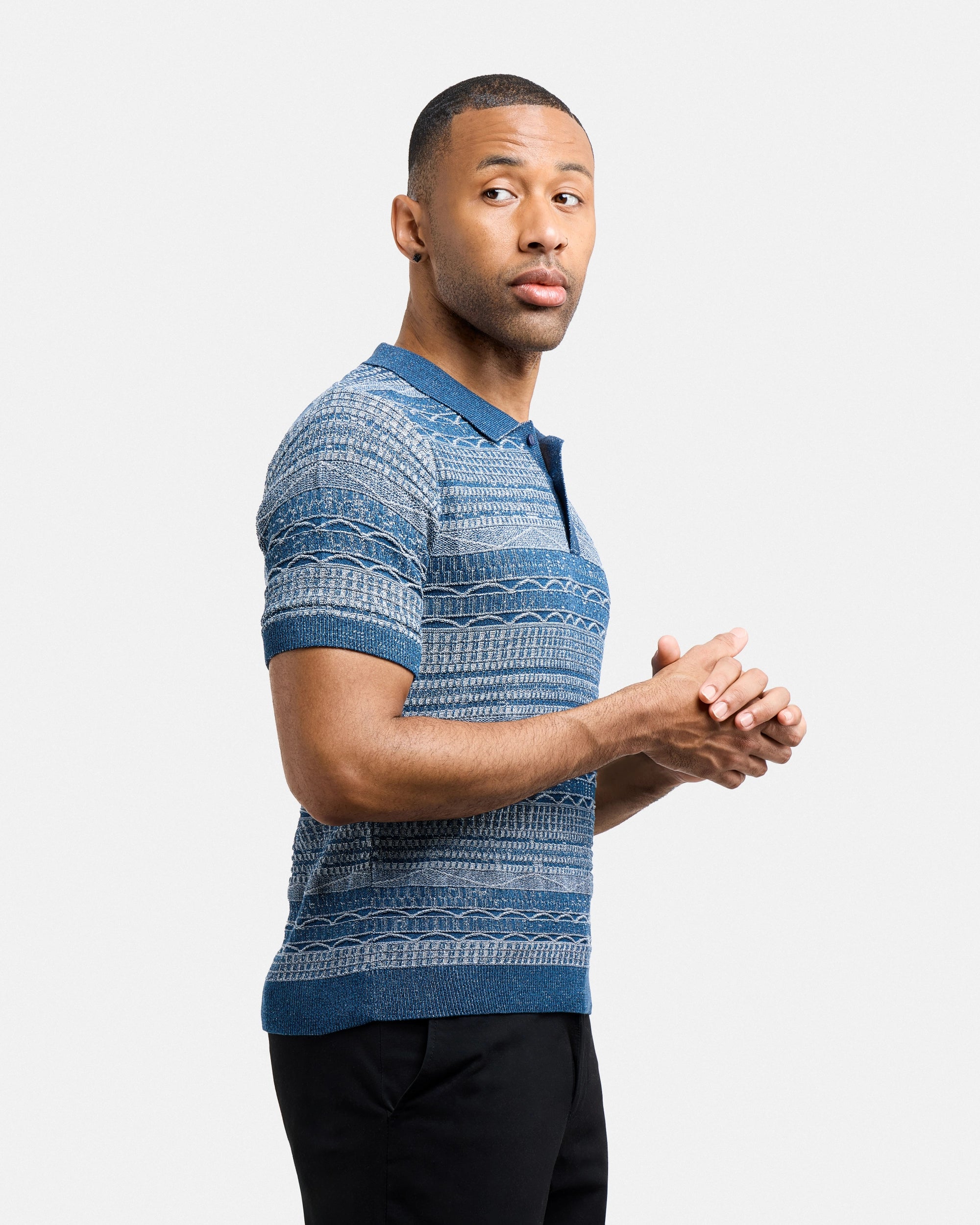 #XMW-34117 Allover Jacquard Sweater Polo-thumbmail-19