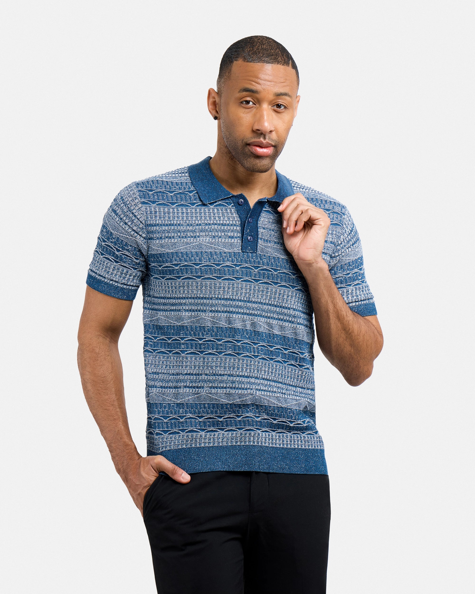 #XMW-34117 Allover Jacquard Sweater Polo-thumbmail-20