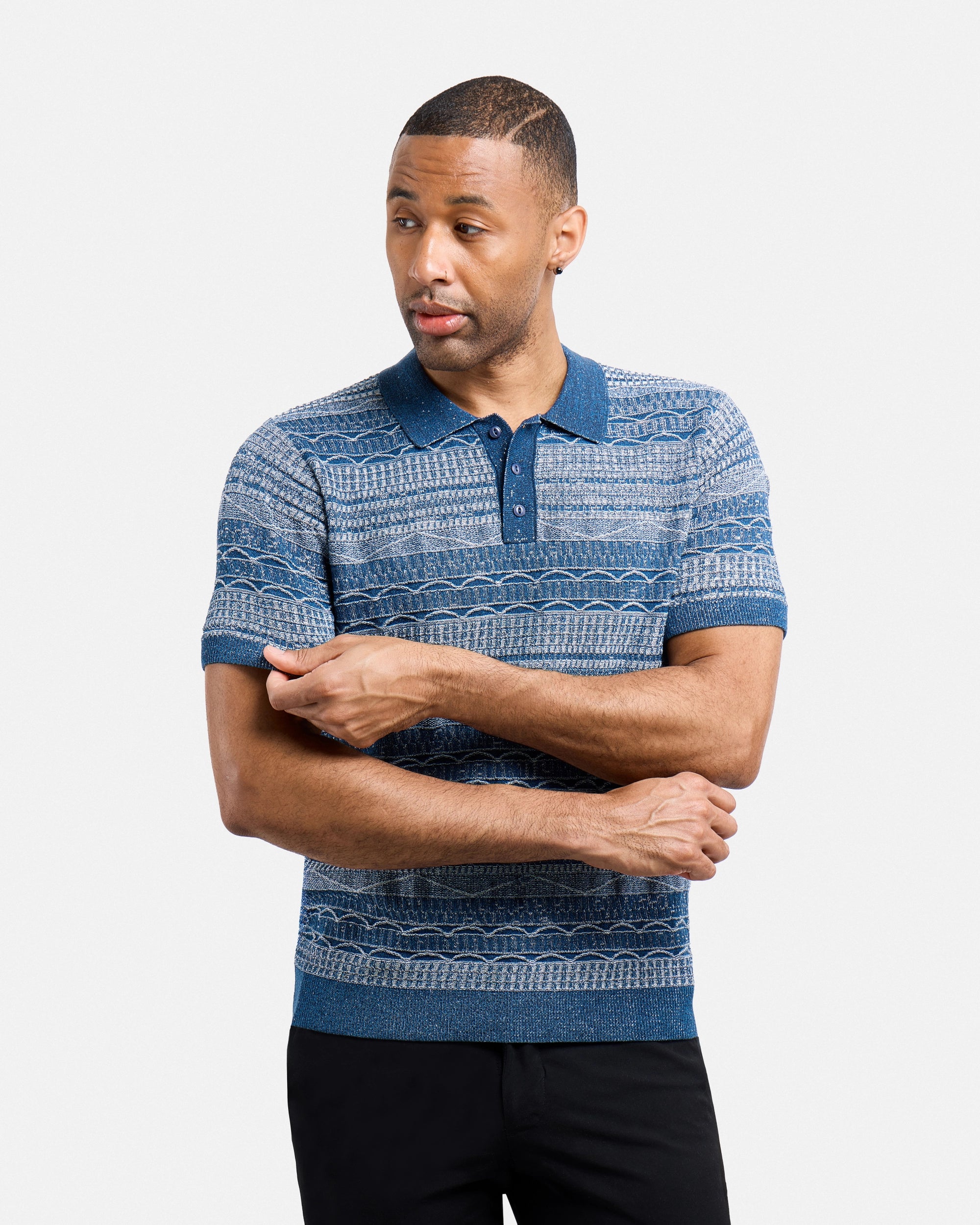 #XMW-34117 Allover Jacquard Sweater Polo-thumbmail-21