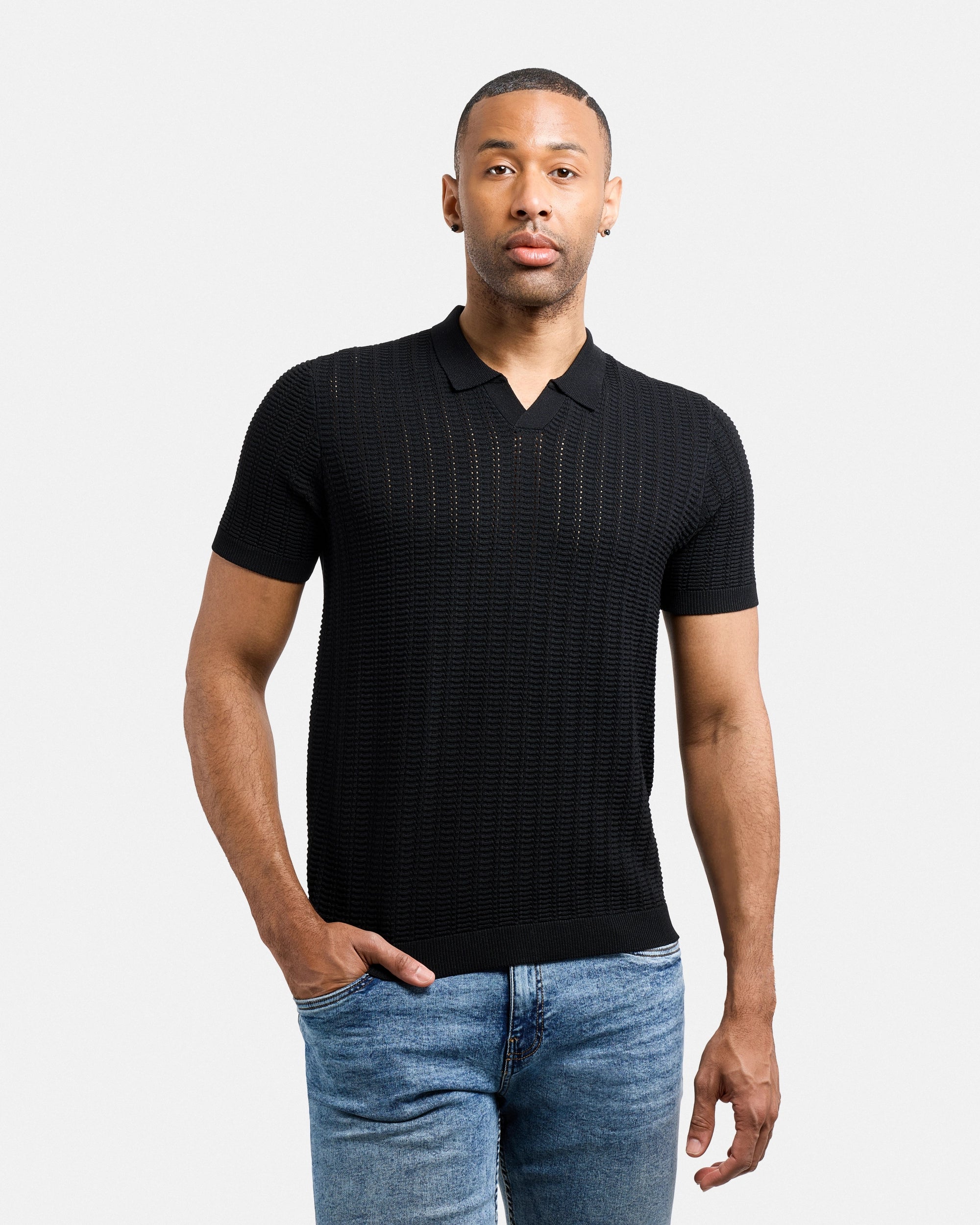 #XMW-34131 Rib Rows Johnny Sweater Polo-thumbmail-1