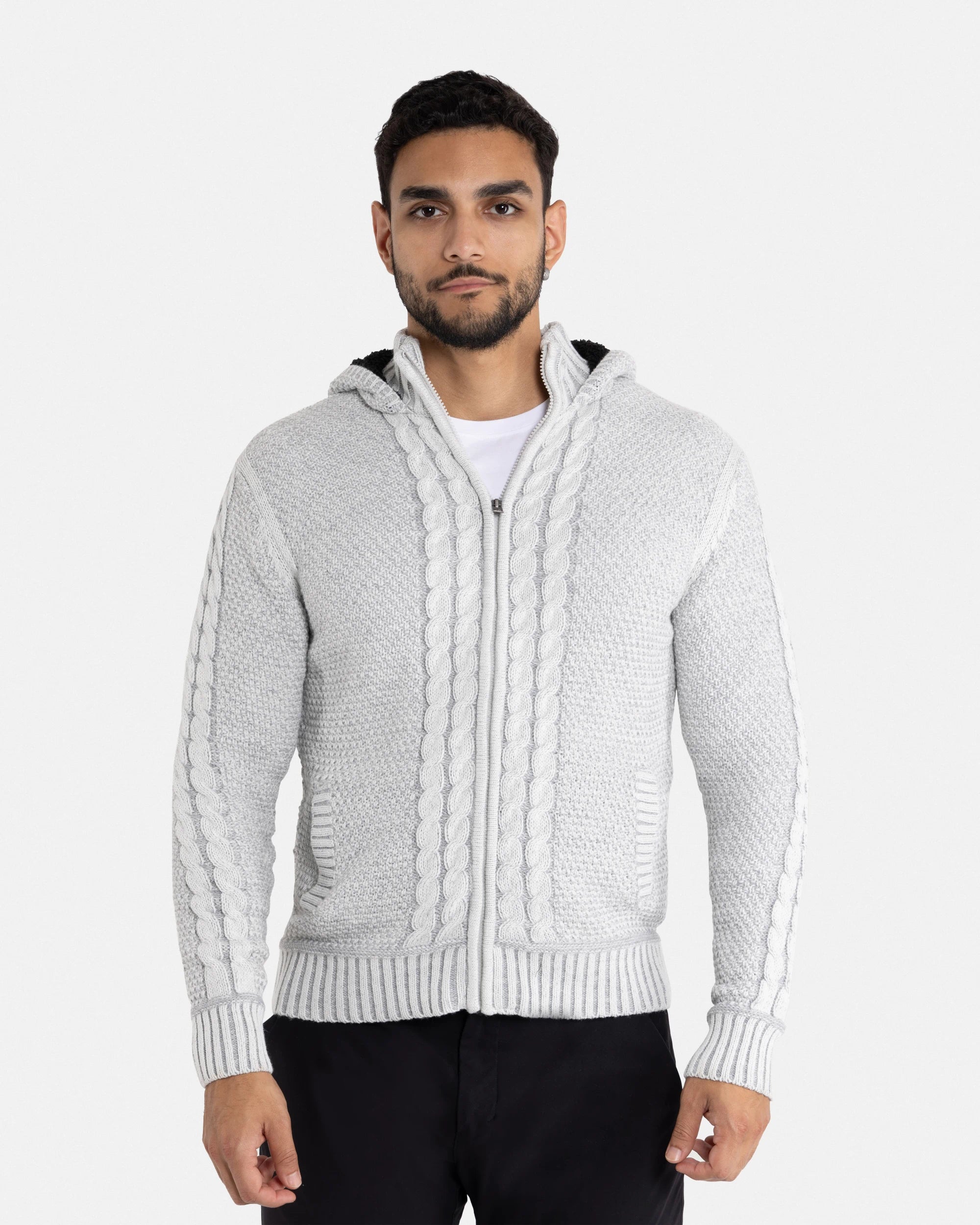 X RAY Men's Hooded Full Zip Up High Neck Sweater Jacket