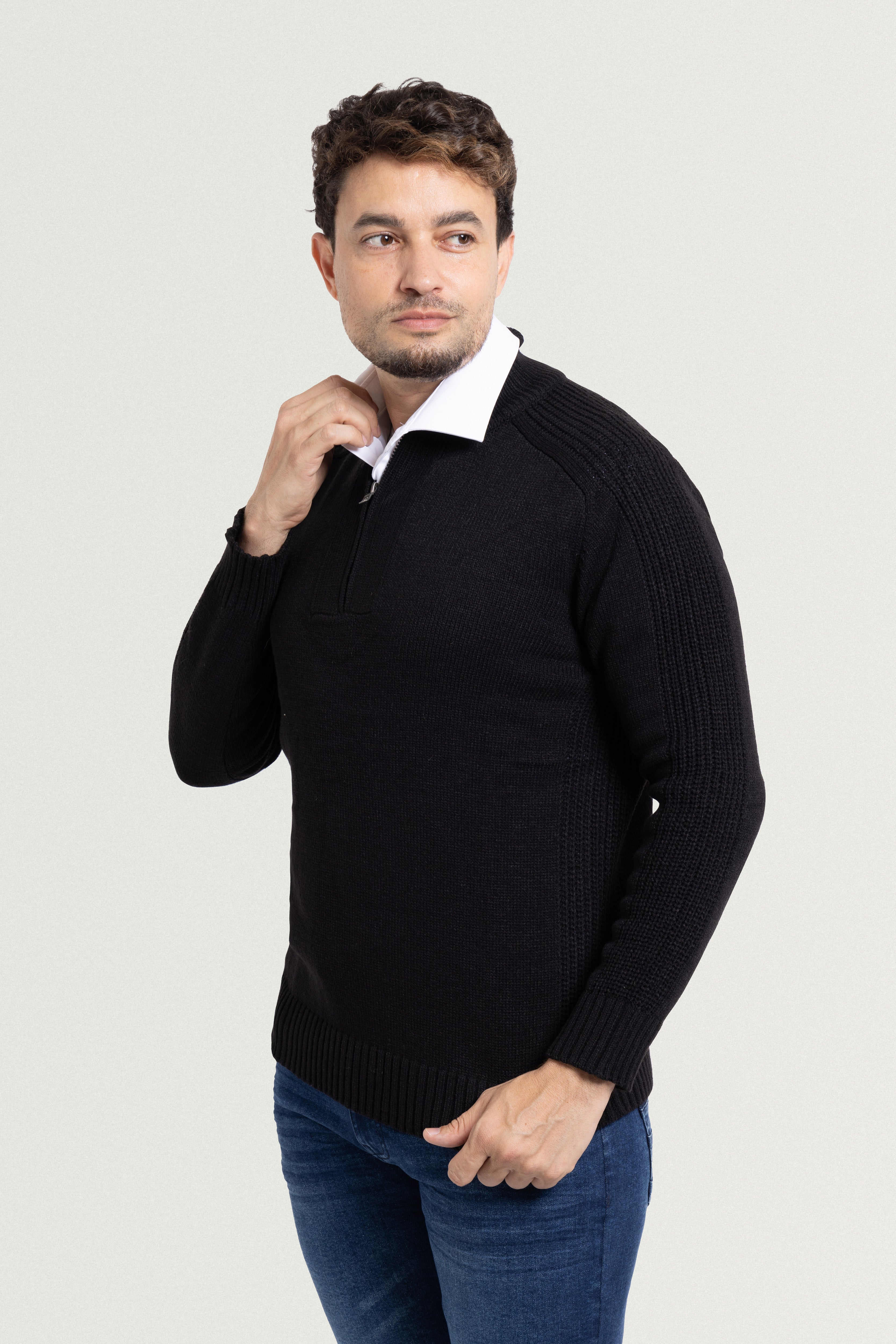 X RAY Men's Quarter Zip Mock Neck Pullover Sweater – X-RAY JEANS