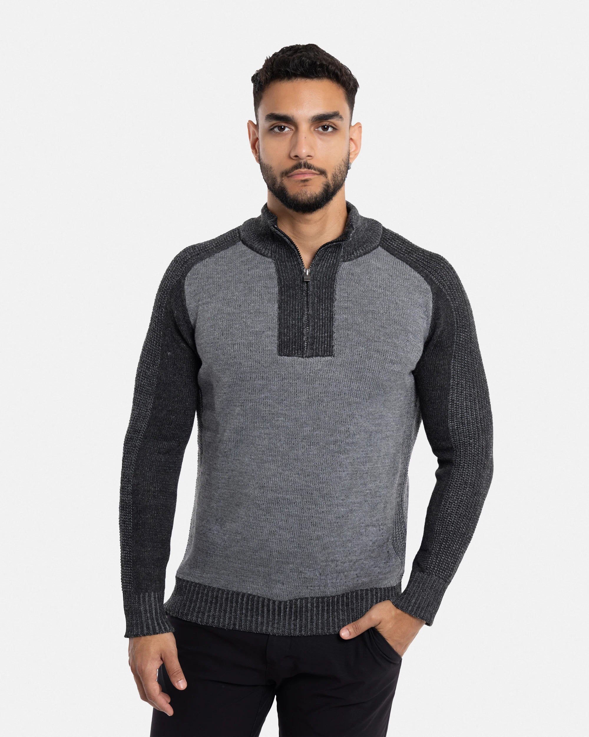 X RAY Men's Quarter Zip Mock Neck Pullover Sweater