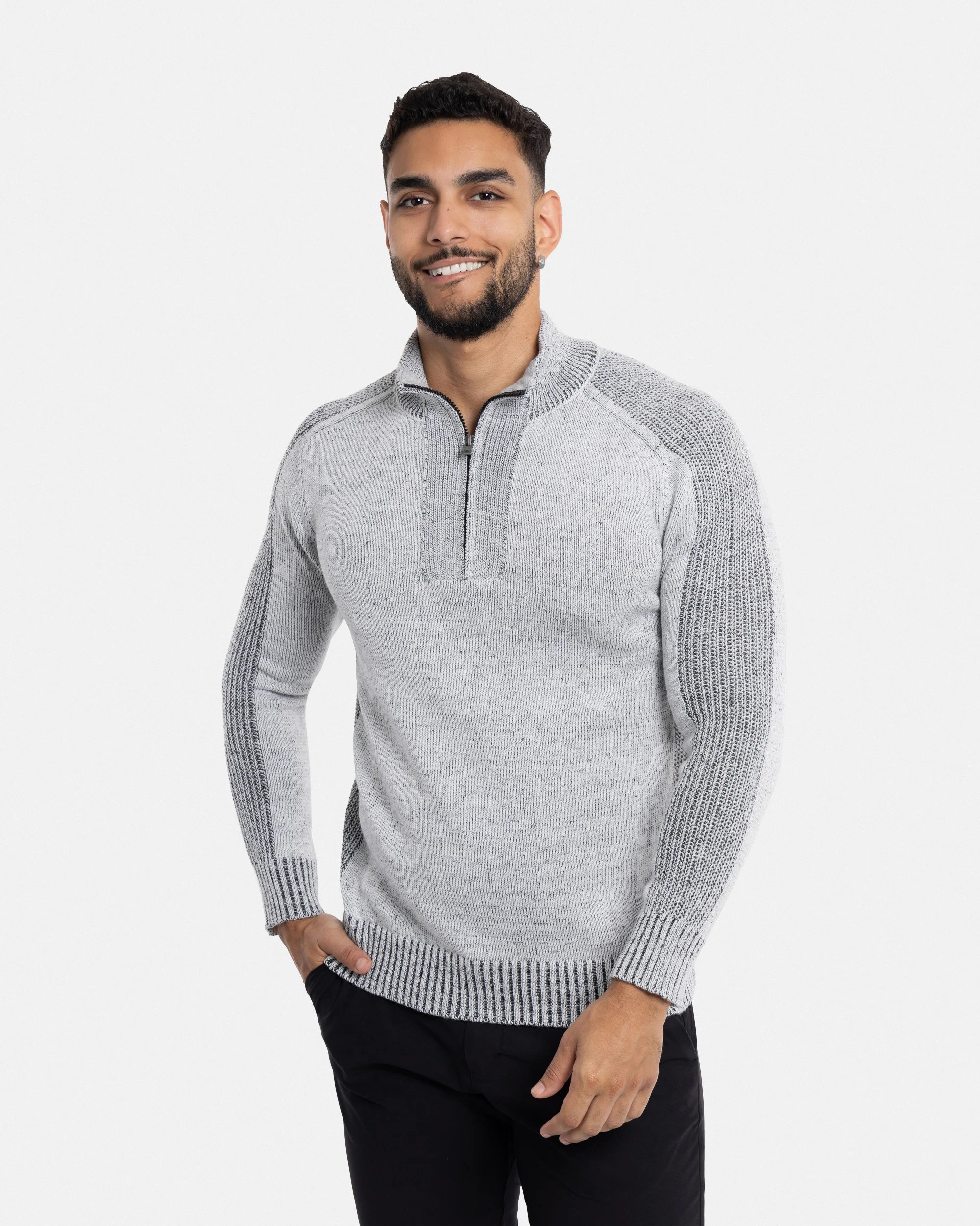 X RAY Men's Quarter Zip Mock Neck Pullover Sweater
