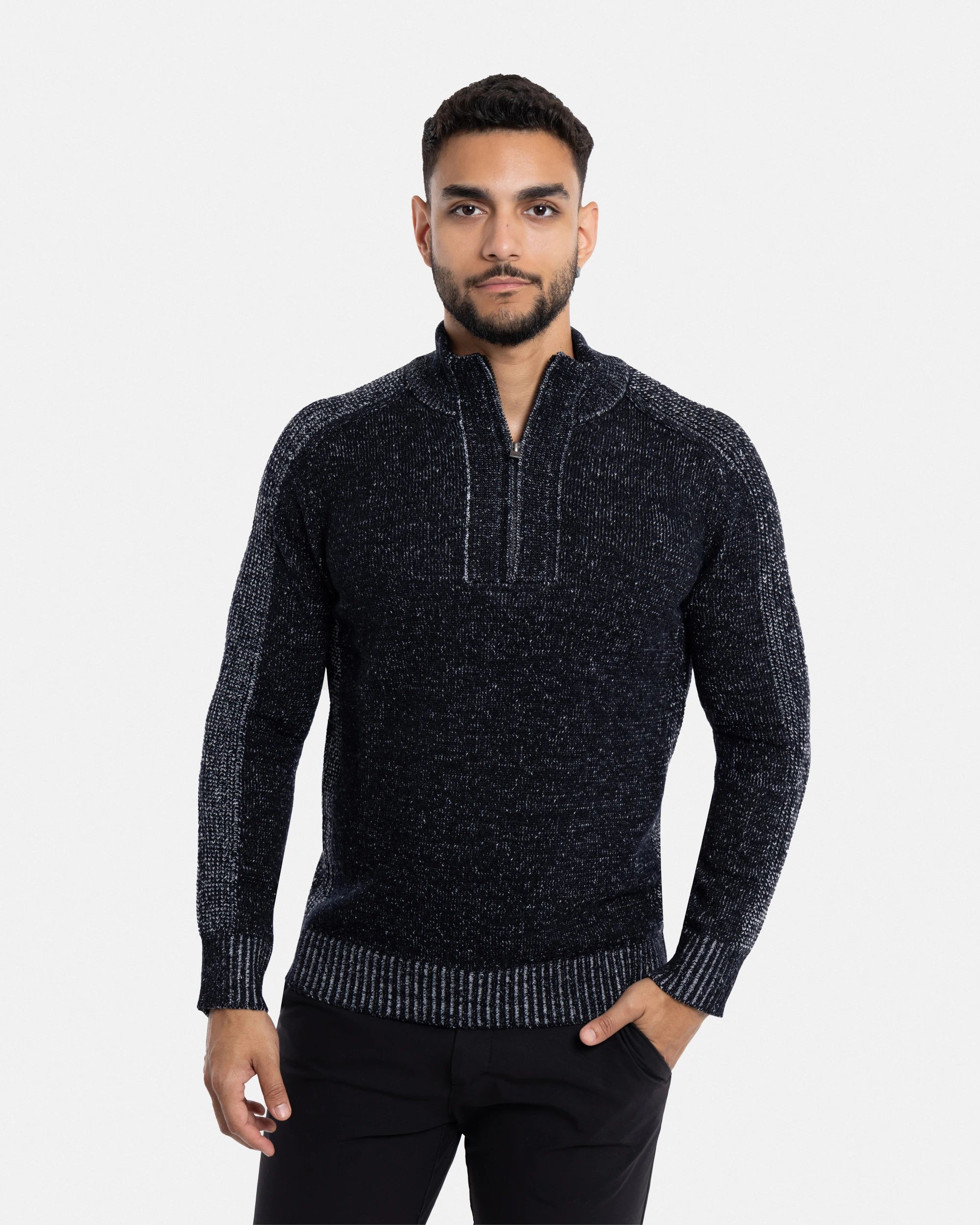 X RAY Men's Quarter Zip Mock Neck Pullover Sweater