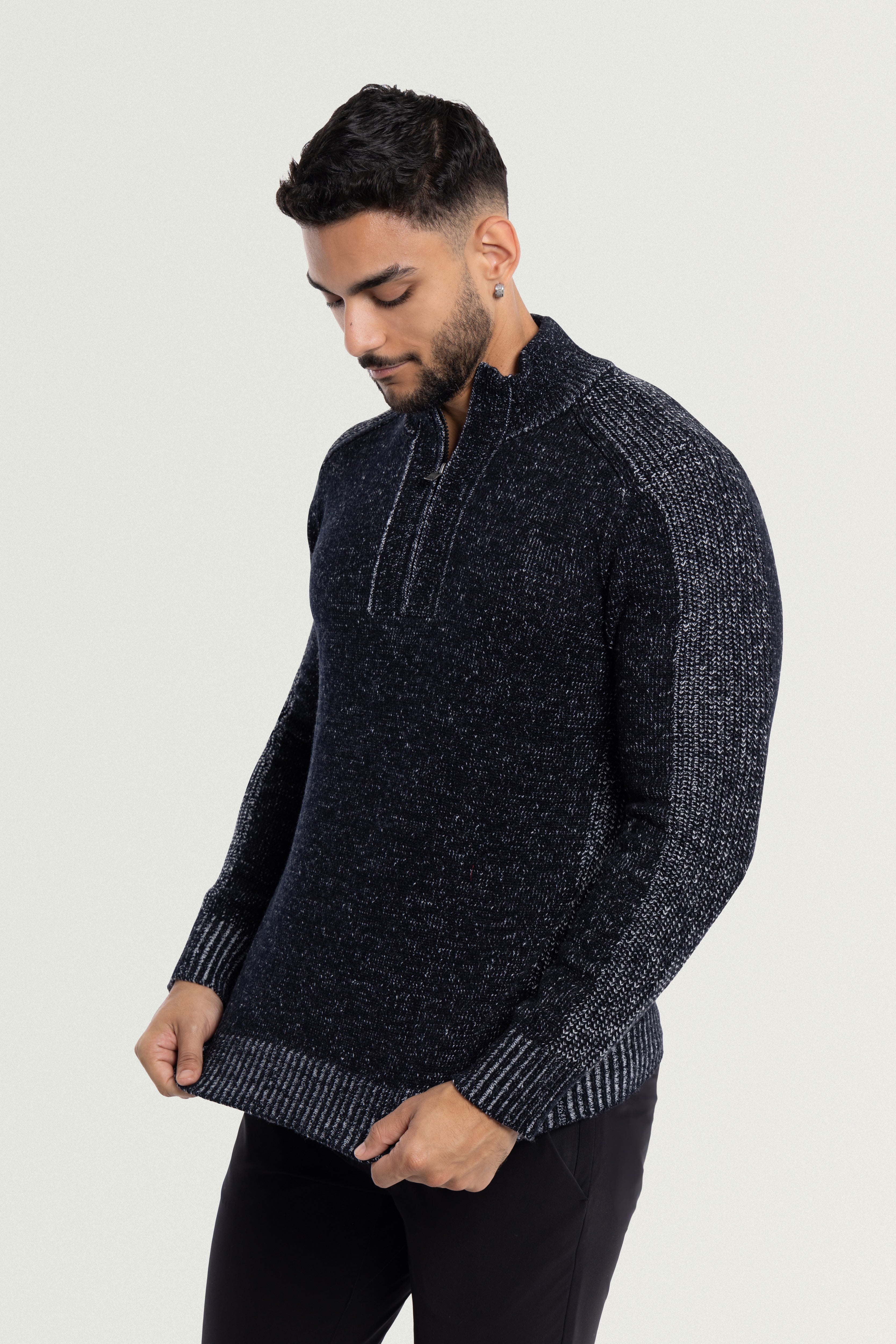 mens lightweight sweaters pullover  mens long sleeve sweater quarter zip  mens navy blue sweater
