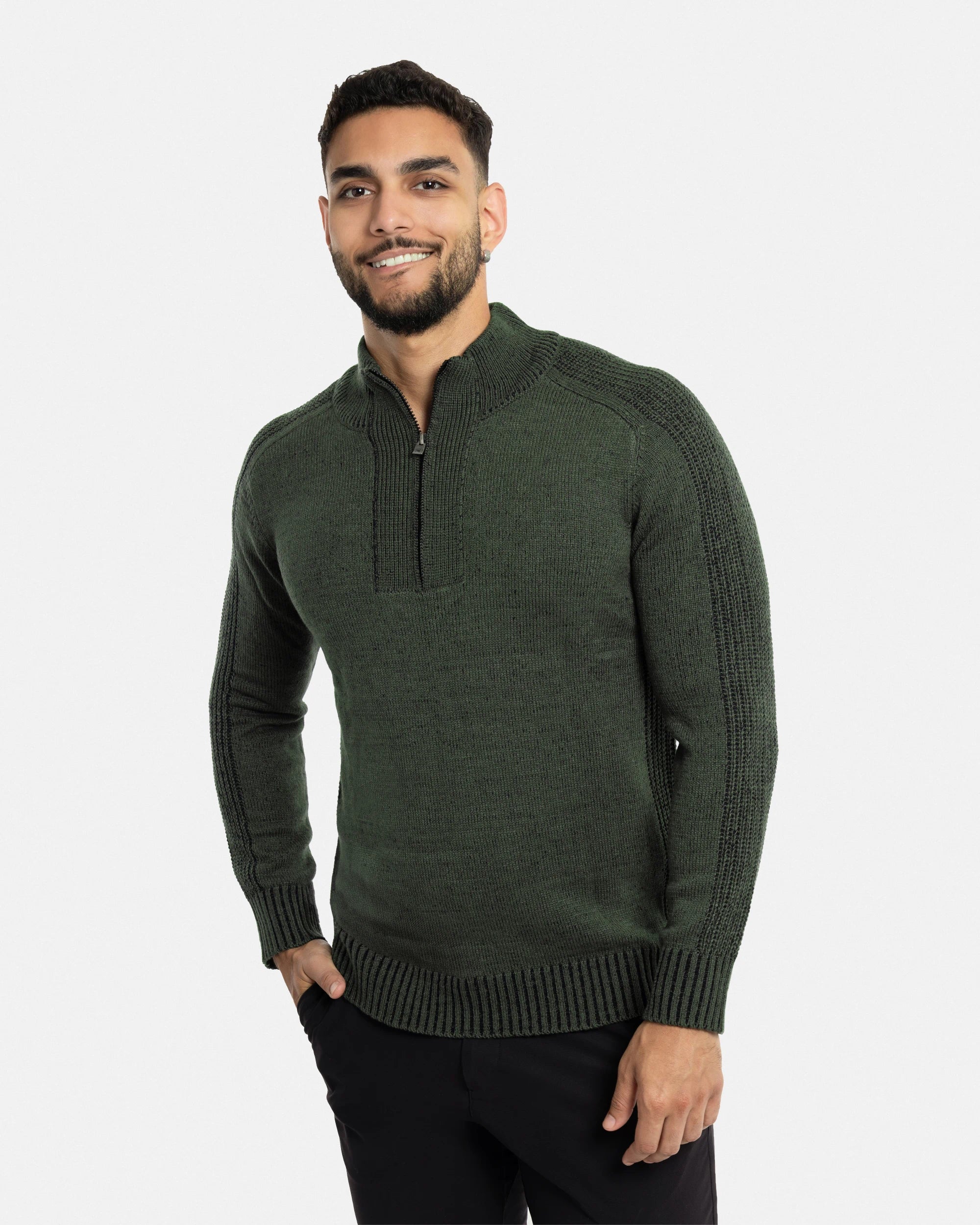 X RAY Men's Quarter Zip Mock Neck Pullover Sweater