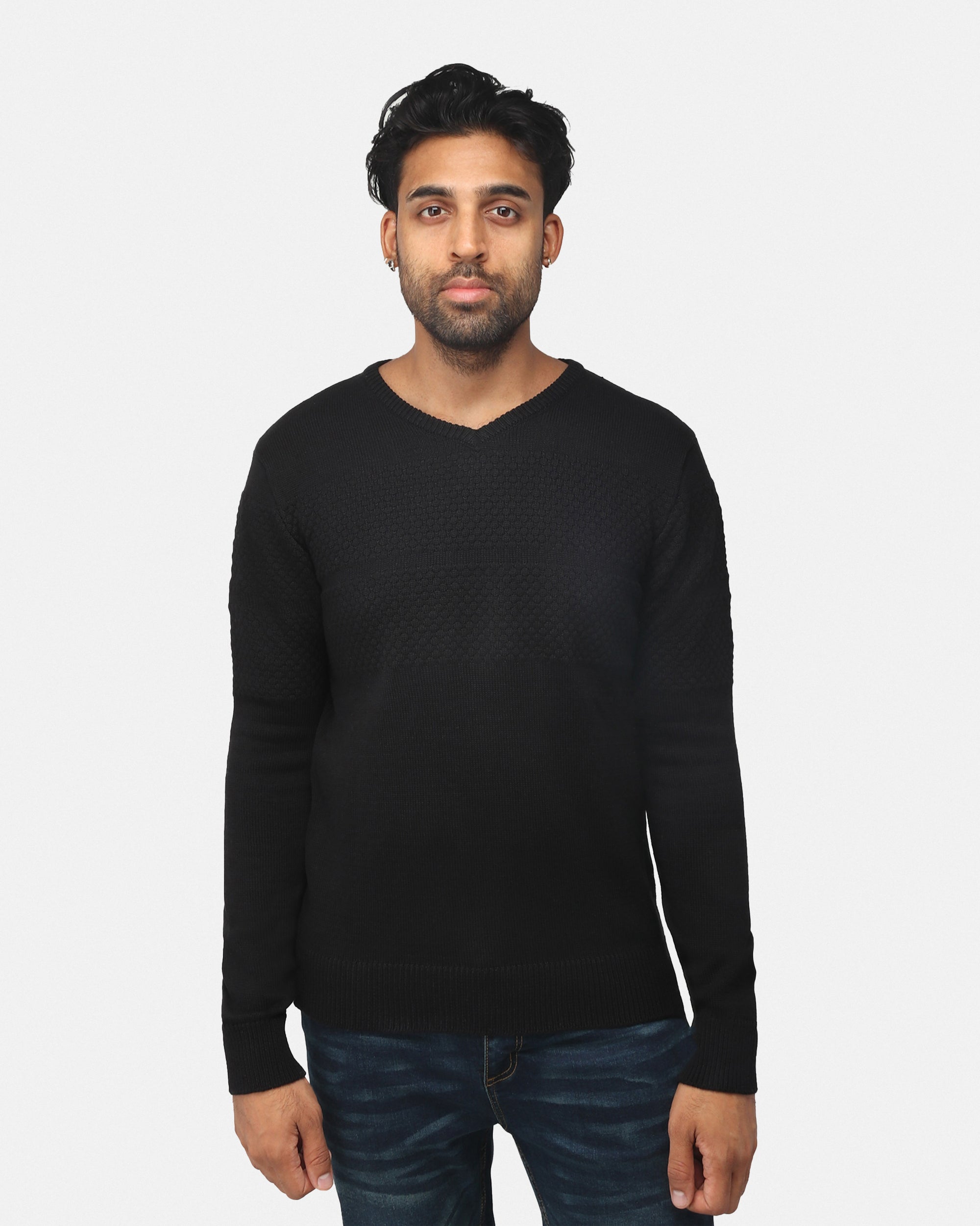 X RAY Men's Honeycomb V-neck Knit Sweater