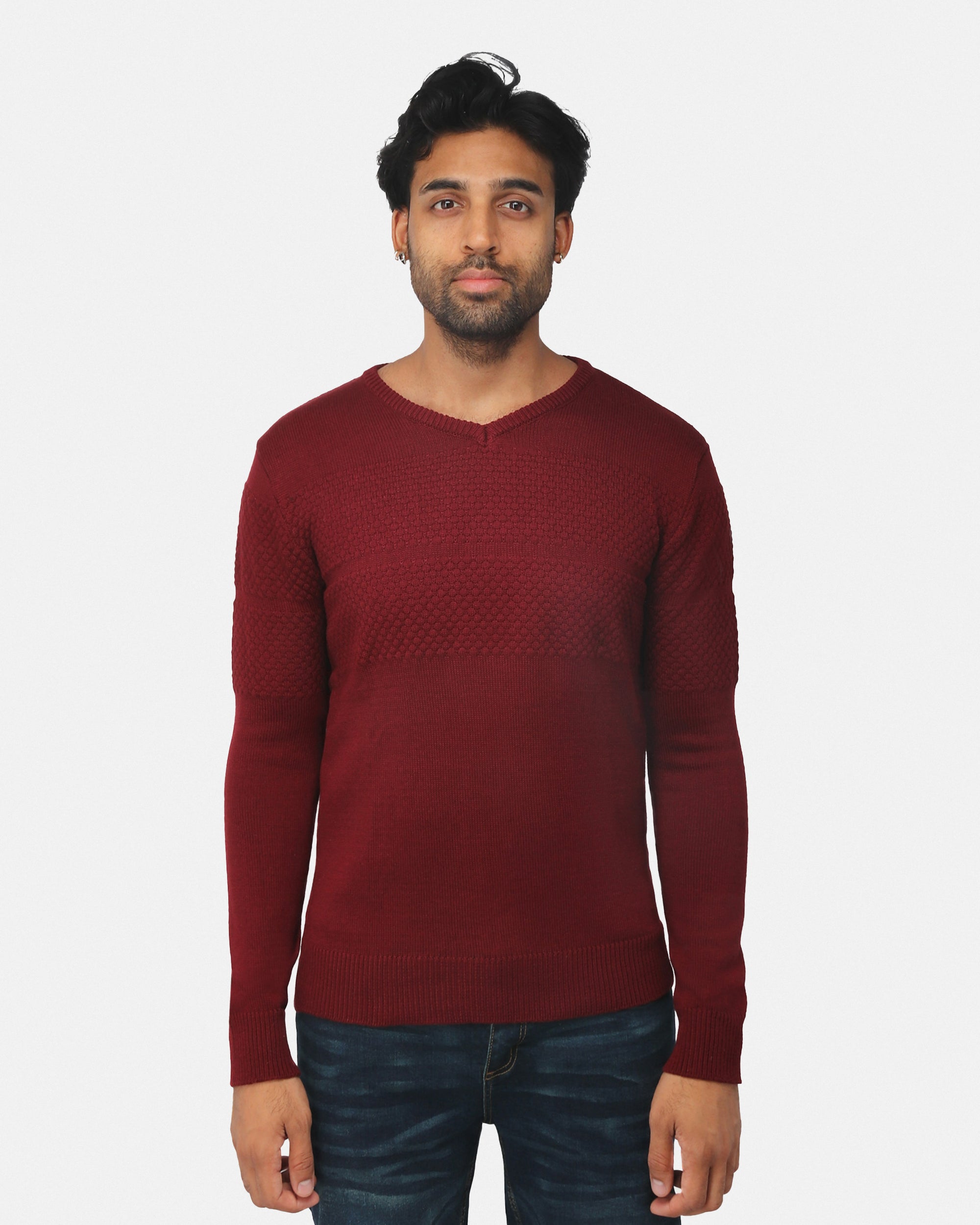 X RAY Men's Honeycomb V-neck Knit Sweater