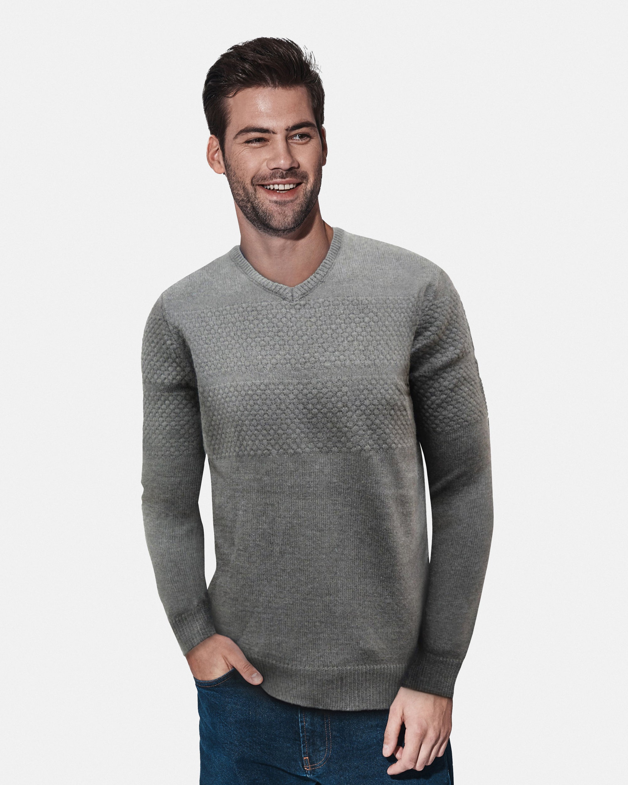 X RAY Men's Honeycomb V-neck Knit Sweater