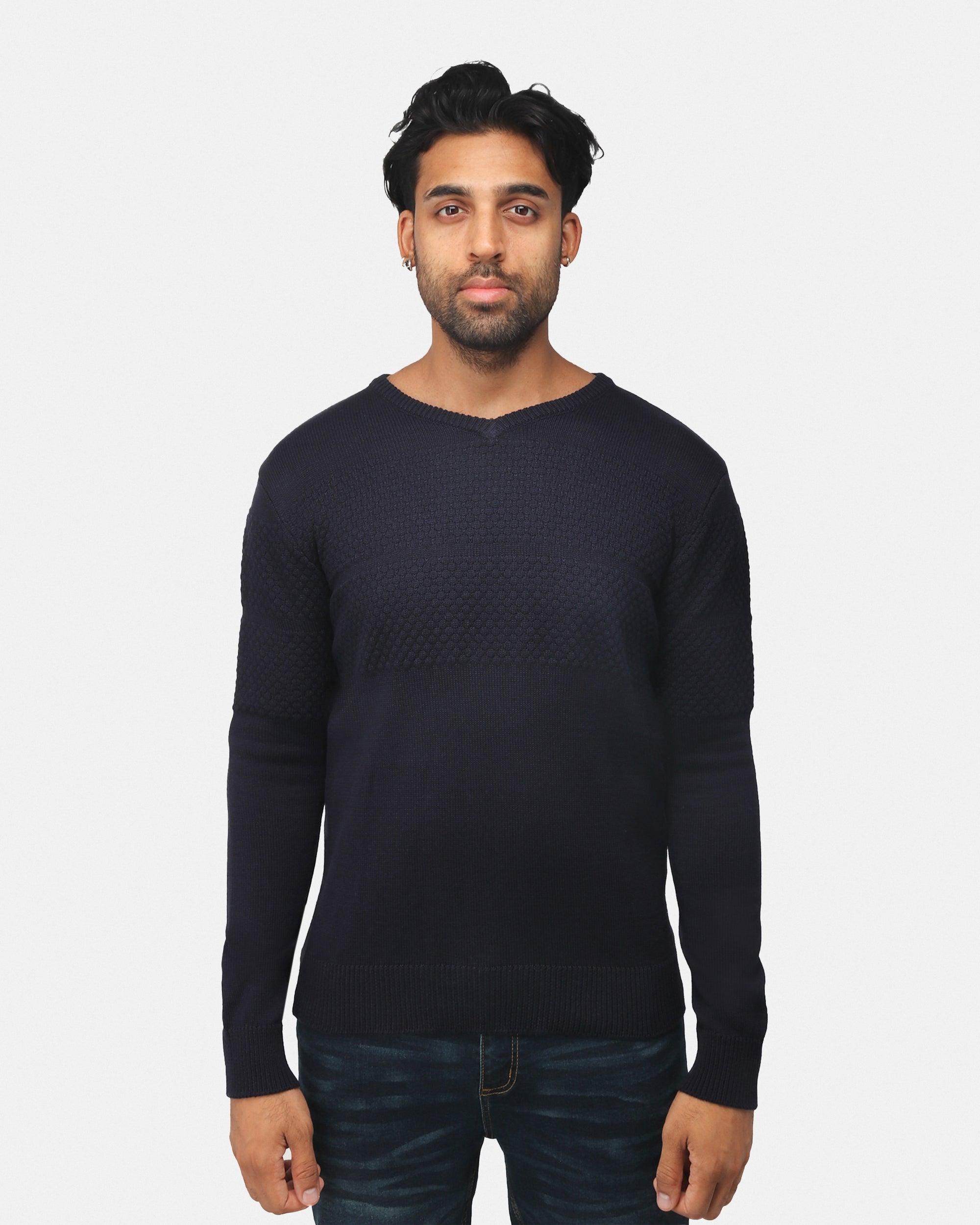 X RAY Men's Honeycomb V-neck Knit Sweater