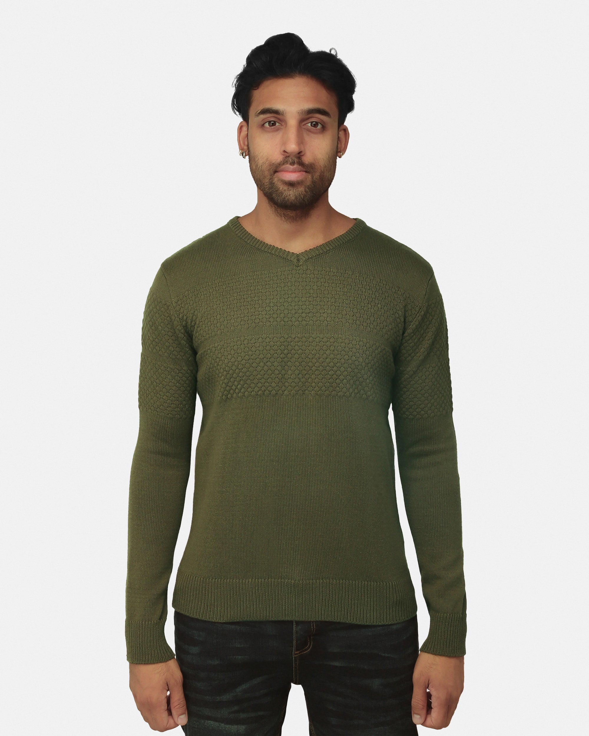 X RAY Men's Honeycomb V-neck Knit Sweater