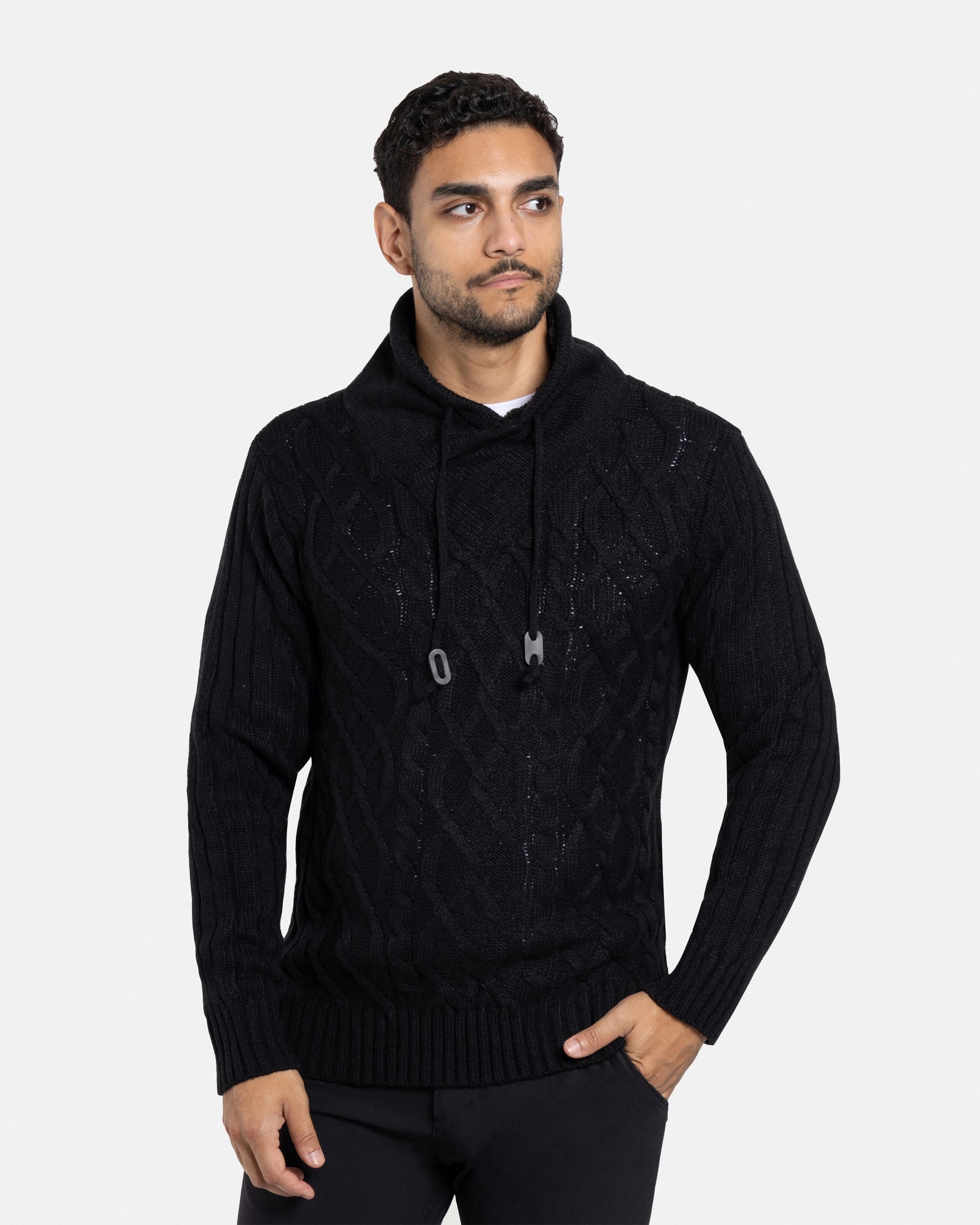 X RAY Men's Casual Cable Knitted Cowl Neck Pullover Sweater