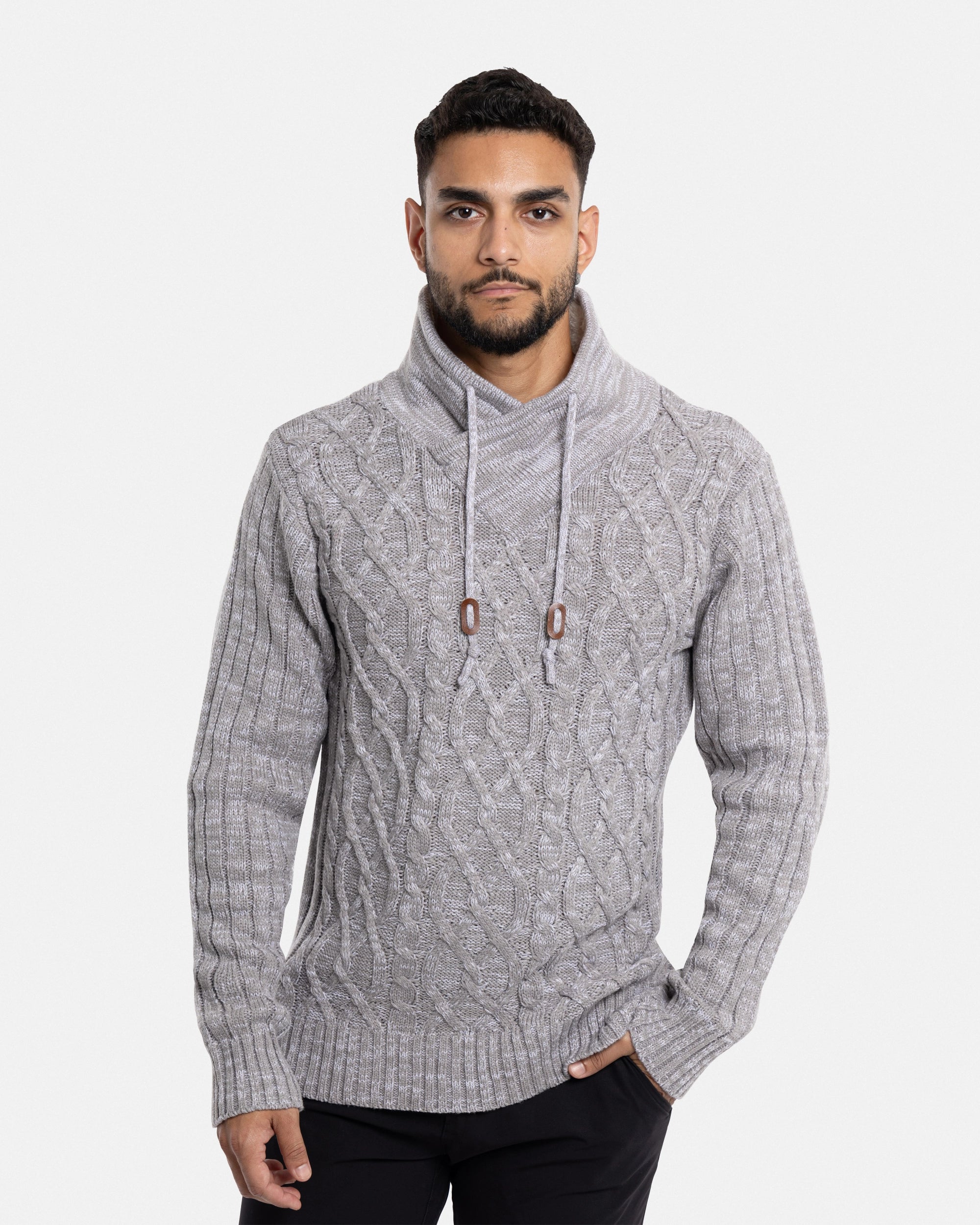 X RAY Men's Casual Cable Knitted Cowl Neck Pullover Sweater