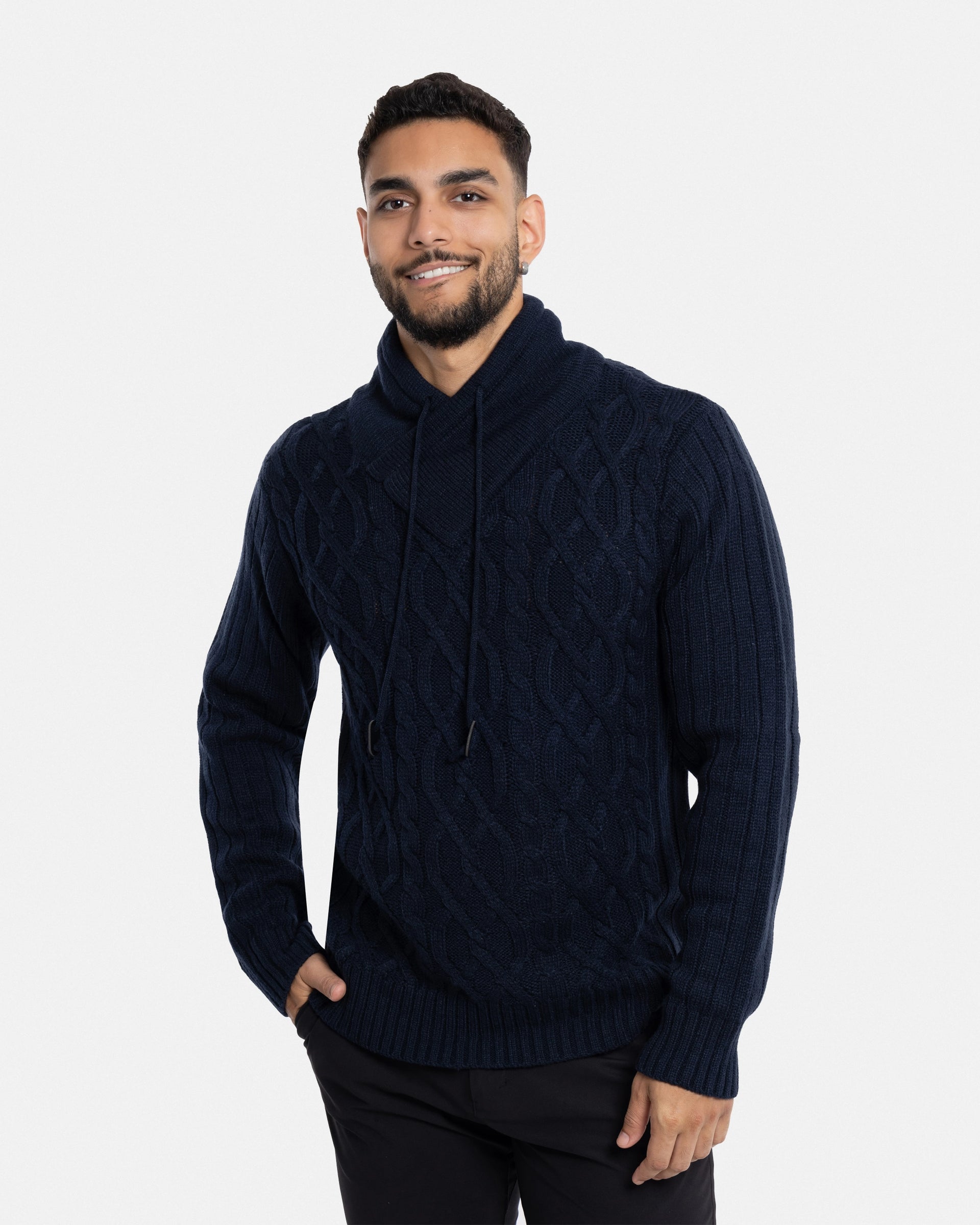 X RAY Men's Casual Cable Knitted Cowl Neck Pullover Sweater – X